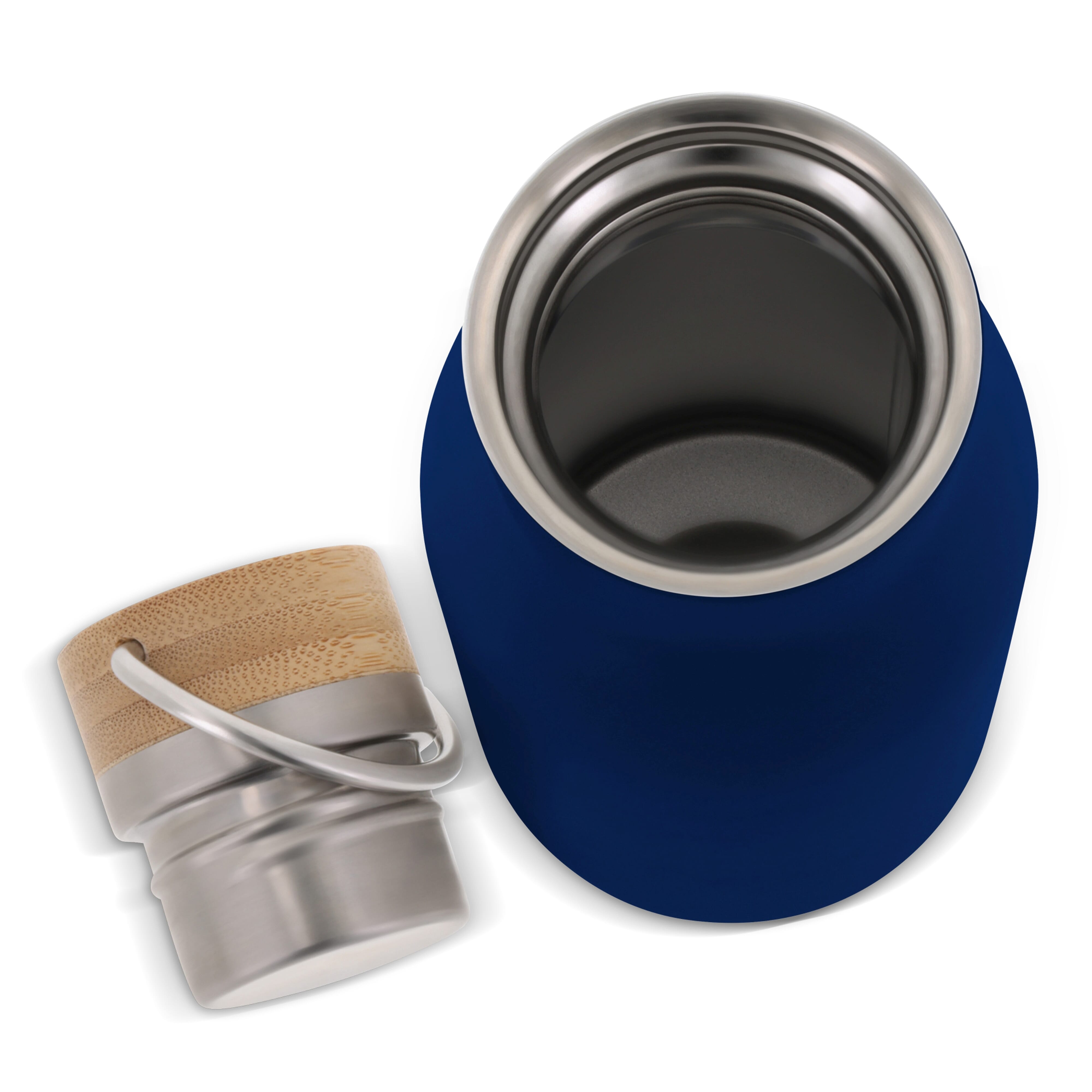 Isolierflasche 500 ml mit Bambusdeckel - Edelstahl, bedruckbar