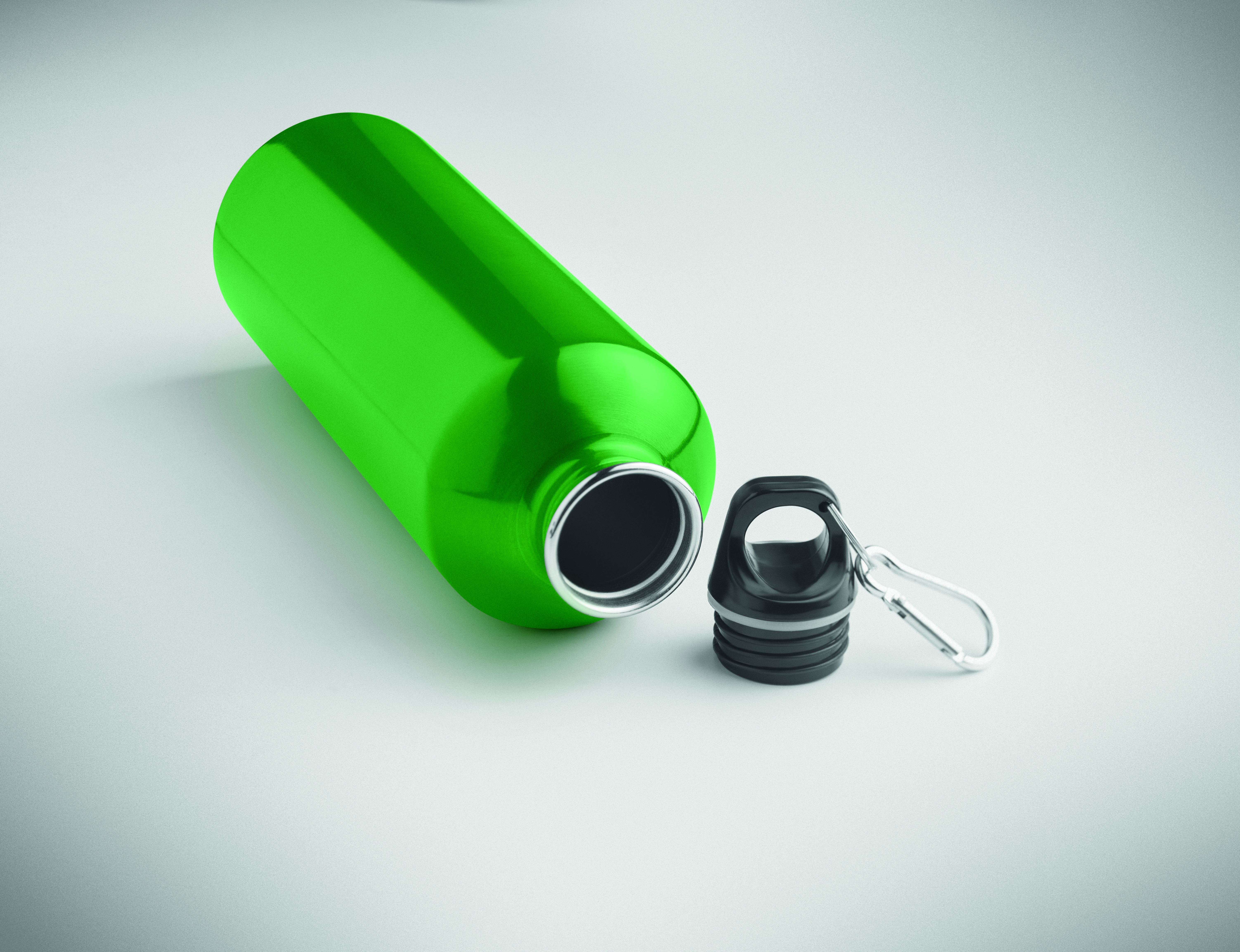 Edelstahl Trinkflasche 1000 ml einwandig mit Karabiner, bedruckbar