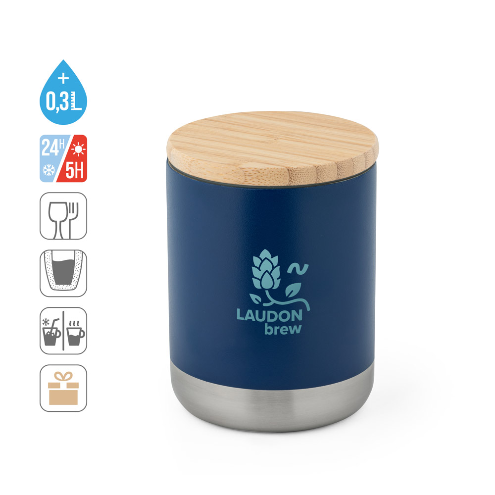 NORRE Isolierbecher Edelstahl 370 ml – doppelwandig, Bambusdeckel