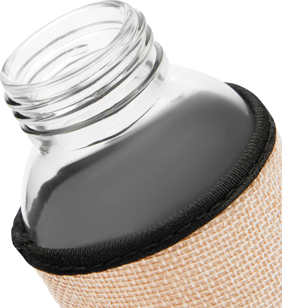 Glas-Trinkflasche TAKE JUTY 450 ml mit Jute-Hülle & Edelstahldeckel