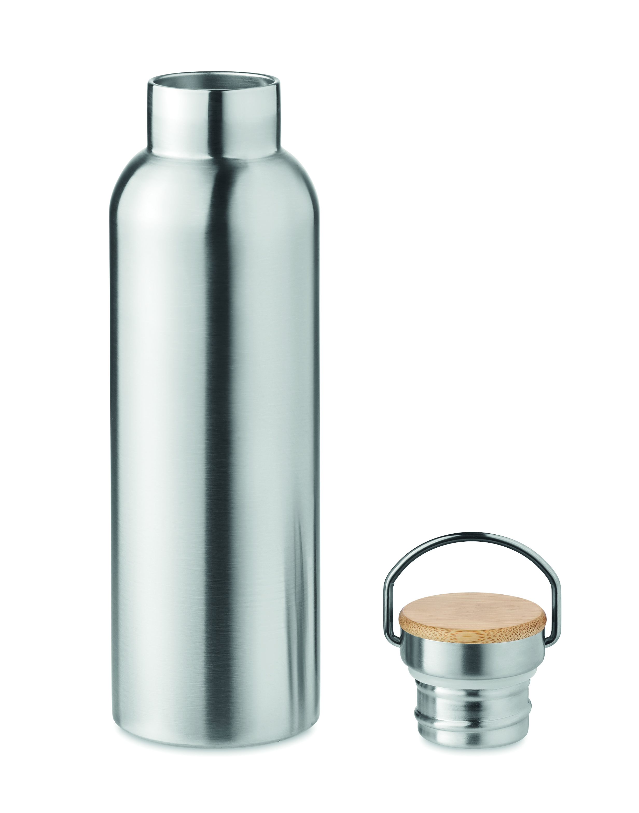 Isolierflasche 750 ml HELSINKI - Edelstahl, doppelwandig, Bambusdeckel