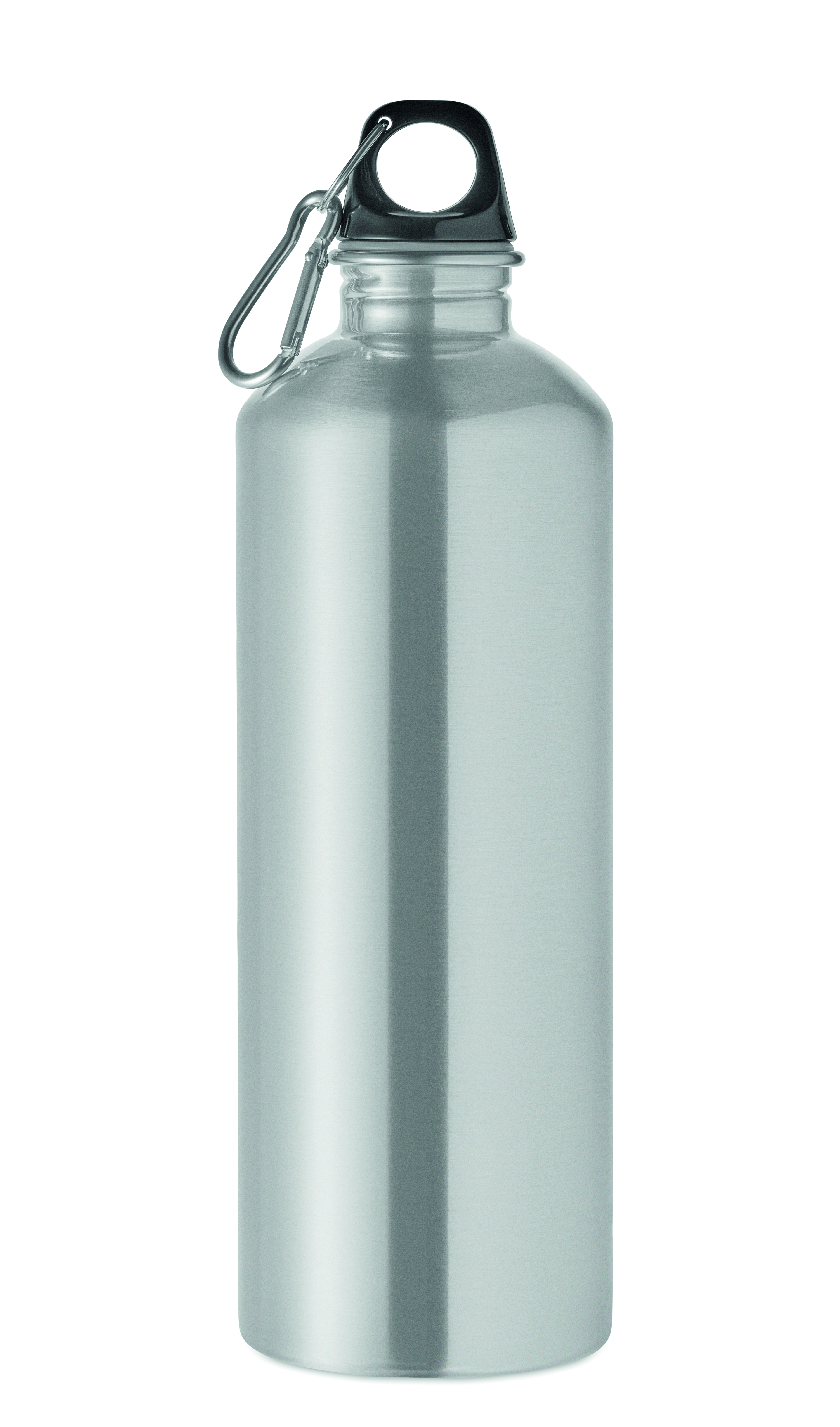 Edelstahl Trinkflasche 1000 ml einwandig mit Karabiner, bedruckbar