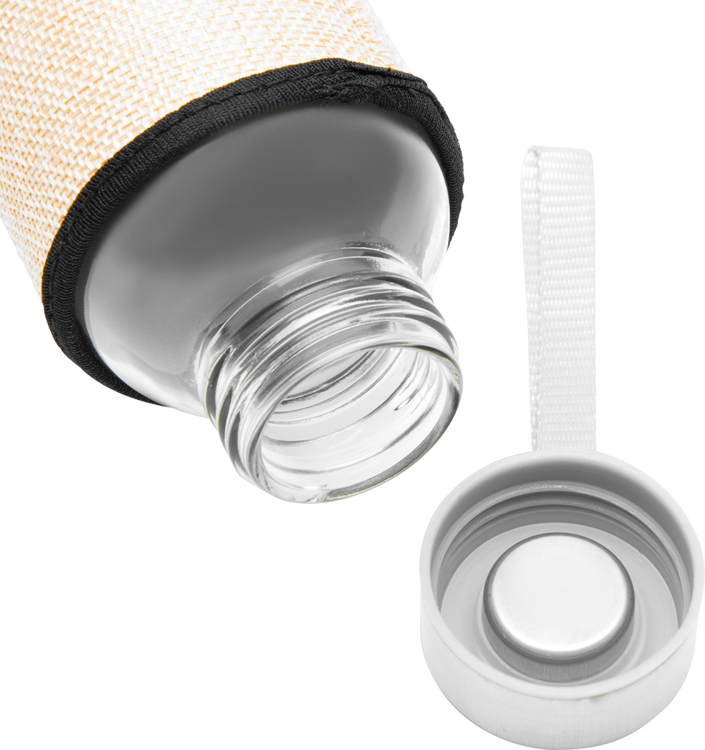 Glas-Trinkflasche TAKE JUTY 450 ml mit Jute-Hülle & Edelstahldeckel