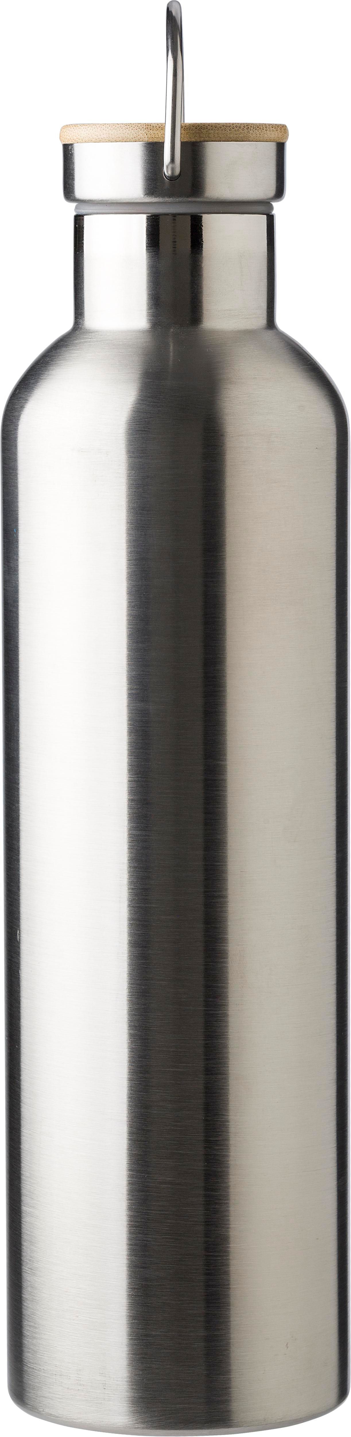 Edelstahl-Trinkflasche Damien 1 L, doppelwandig mit Bambusdeckel