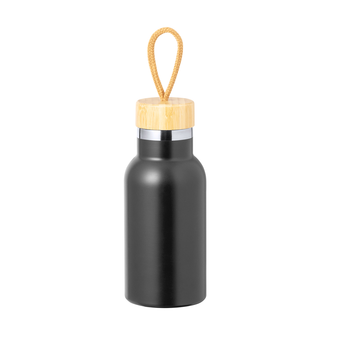 Thermosflasche 350 ml Edelstahl mit Bambus-Verschluss bedruckbar