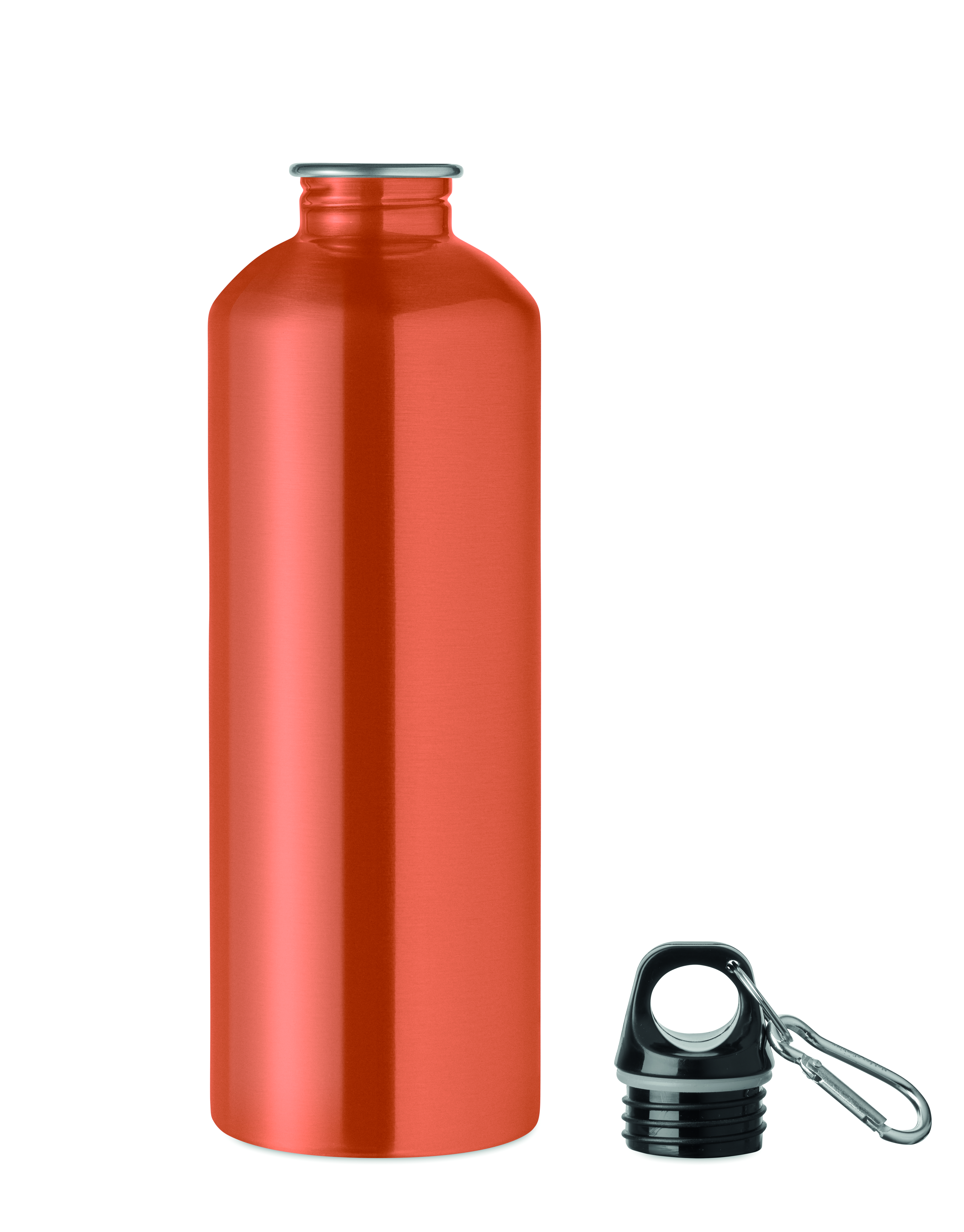 Edelstahl Trinkflasche 1000 ml einwandig mit Karabiner, bedruckbar