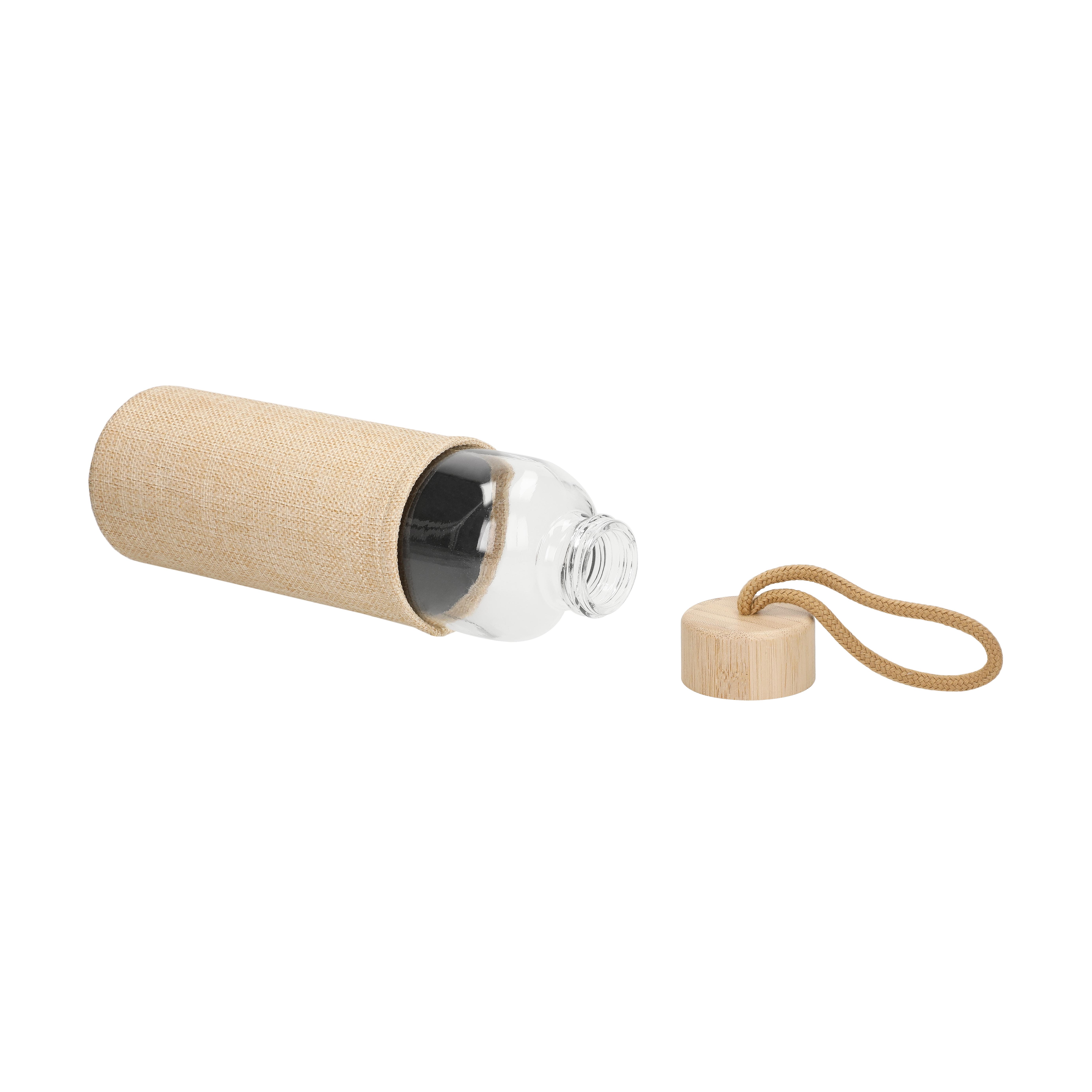 Glasflasche mit Hülle "Natural" 0,7l – Trinkflasche mit Bambusverschluss