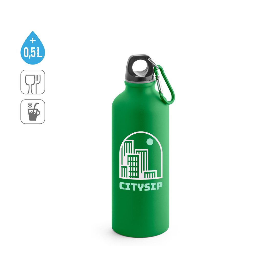 Aluminiumflasche COLLINA 540 ml mit Karabiner, bedruckbar - Werbeartikel