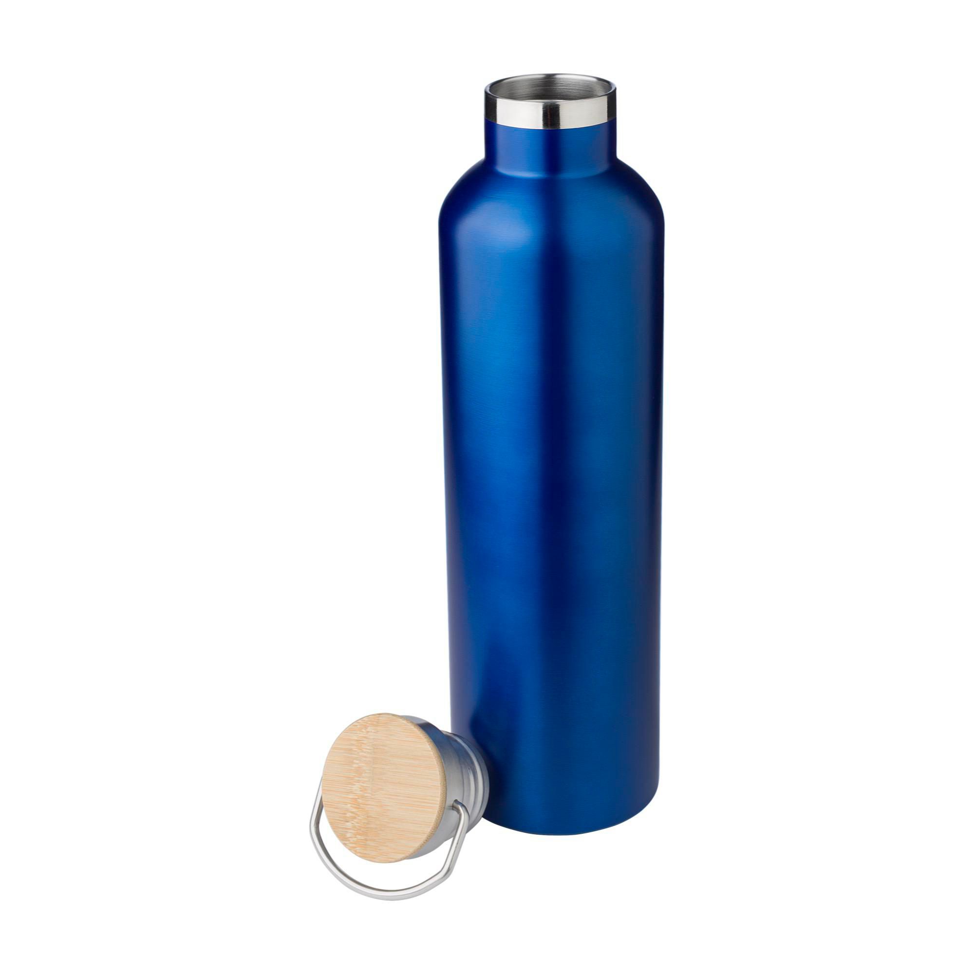 Edelstahl-Trinkflasche Damien 1 L, doppelwandig mit Bambusdeckel