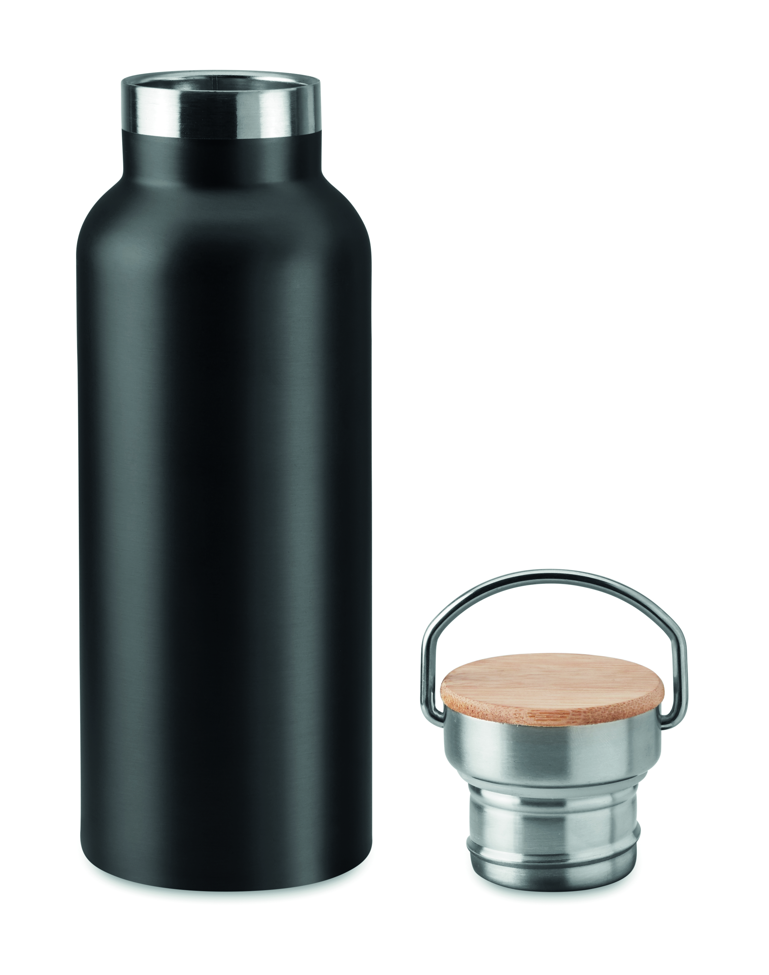 Isolierflasche Edelstahl 500 ml HELSINKI - Bambusdeckel, bedruckbar