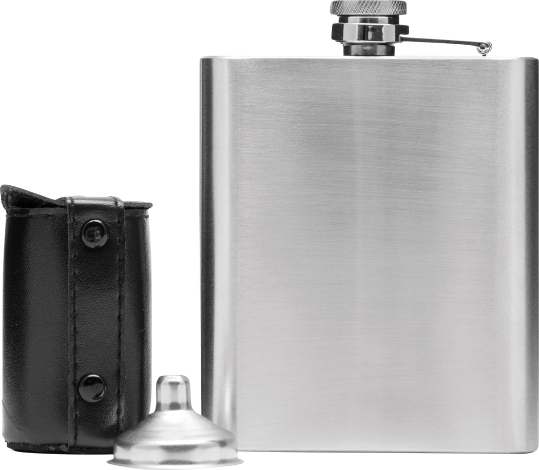 Flachmann-Set GENTLEMAN aus Edelstahl, 7-teilig, ca. 210 ml, bedruckbar