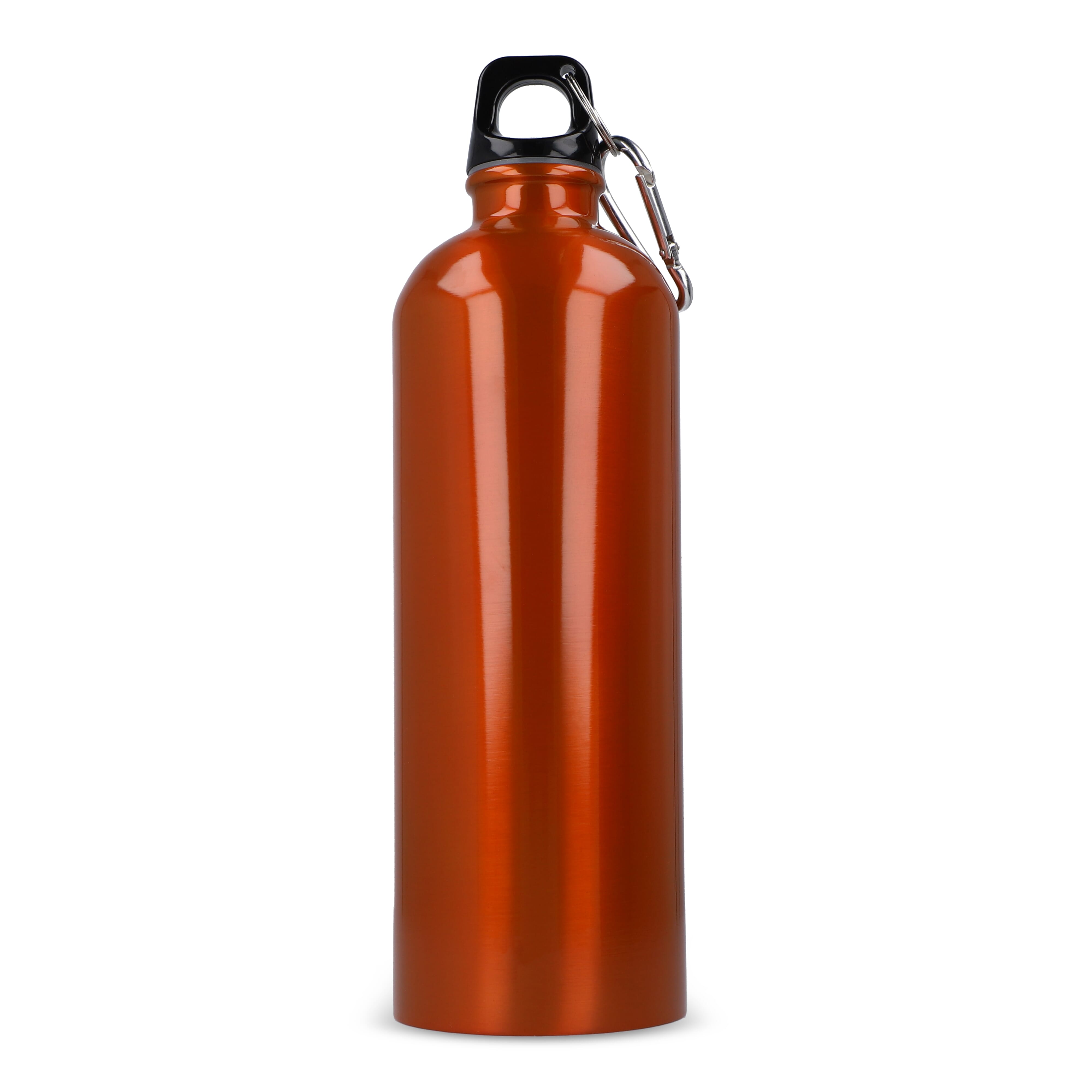 Edelstahl-Trinkflasche 750ml einwandig mit Karabiner, recycelt