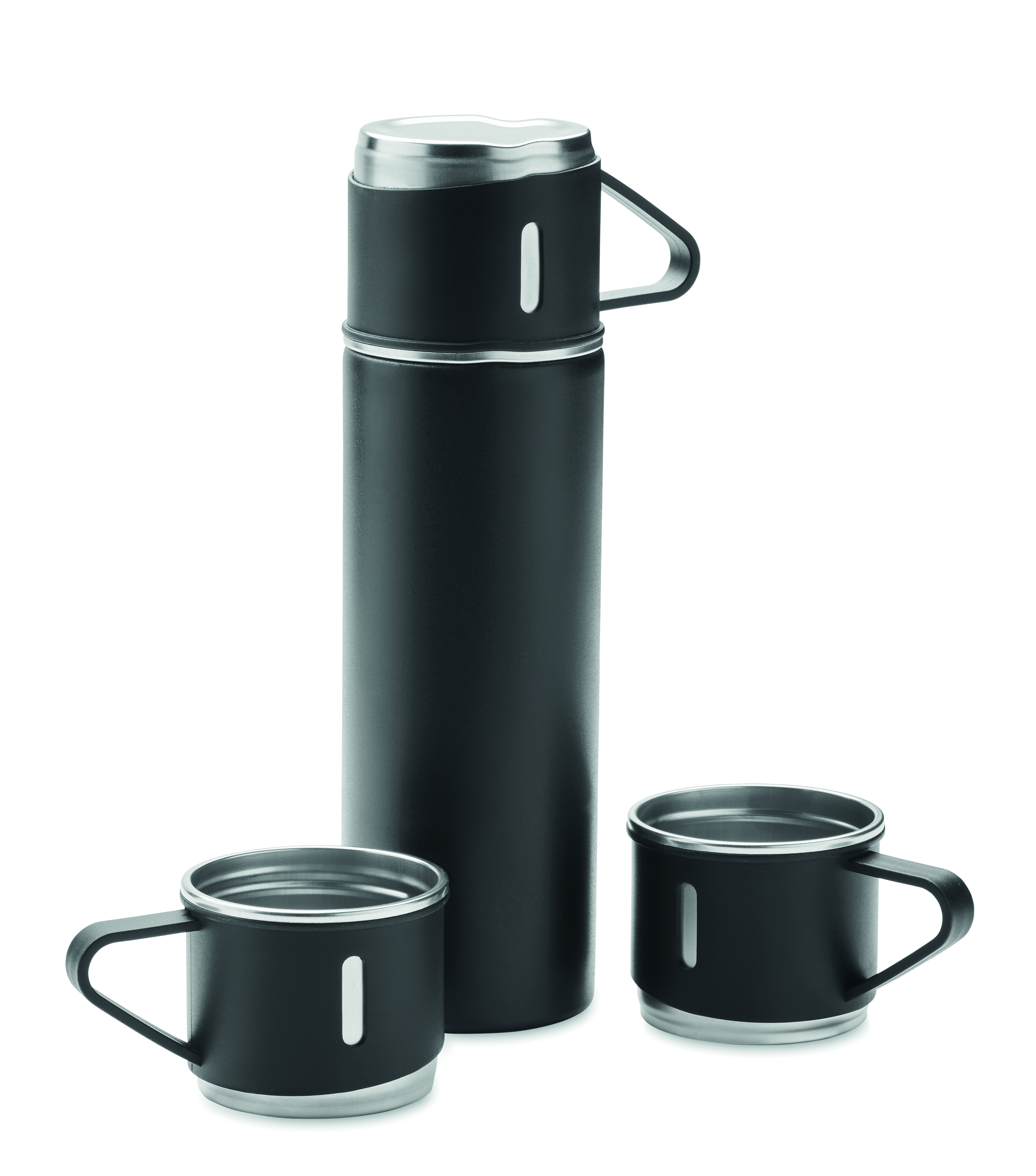 Edelstahl Isolierflaschen-Set SHARM 4-tlg. mit Bechern 420 ml bedruckbar
