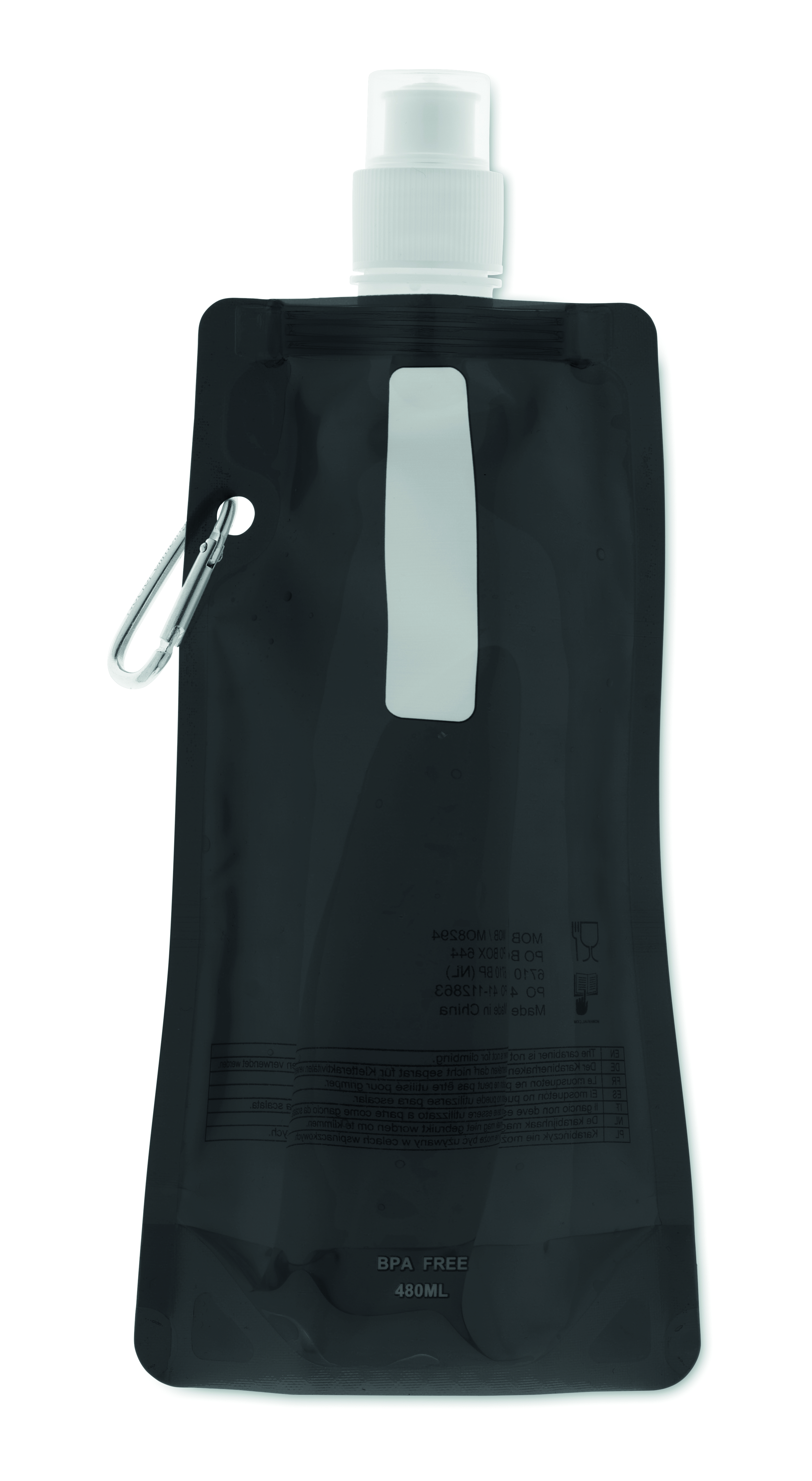 Faltbare Wasserflasche GATES aus PET, 480 ml – bedruckbar