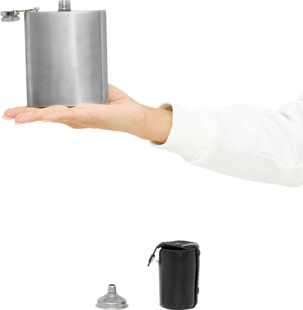 Flachmann-Set GENTLEMAN aus Edelstahl, 7-teilig, ca. 210 ml, bedruckbar