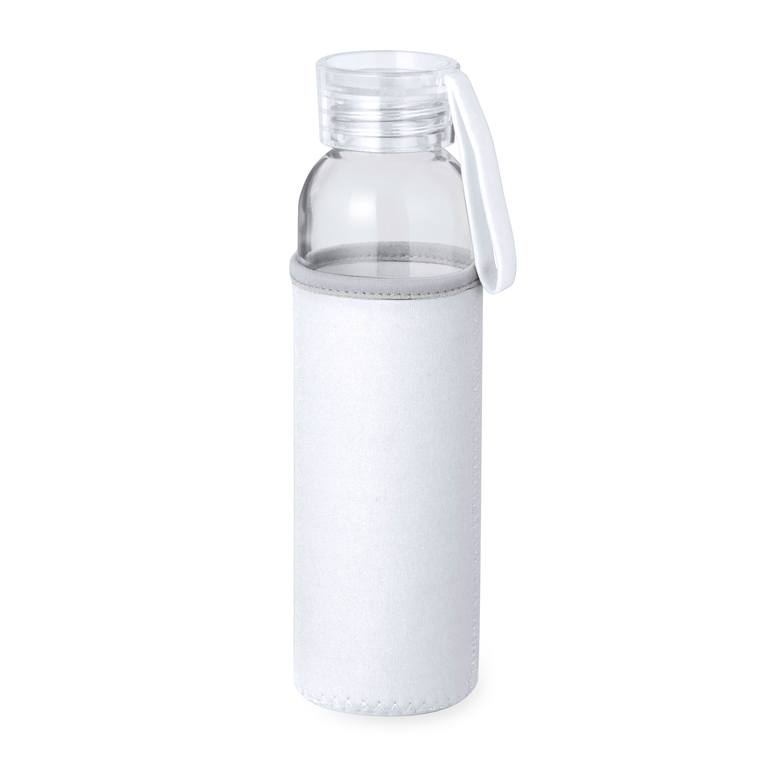 Trinkflasche Glas 500 ml mit Silikongriff & Softshell-Hülle, bedruckbar