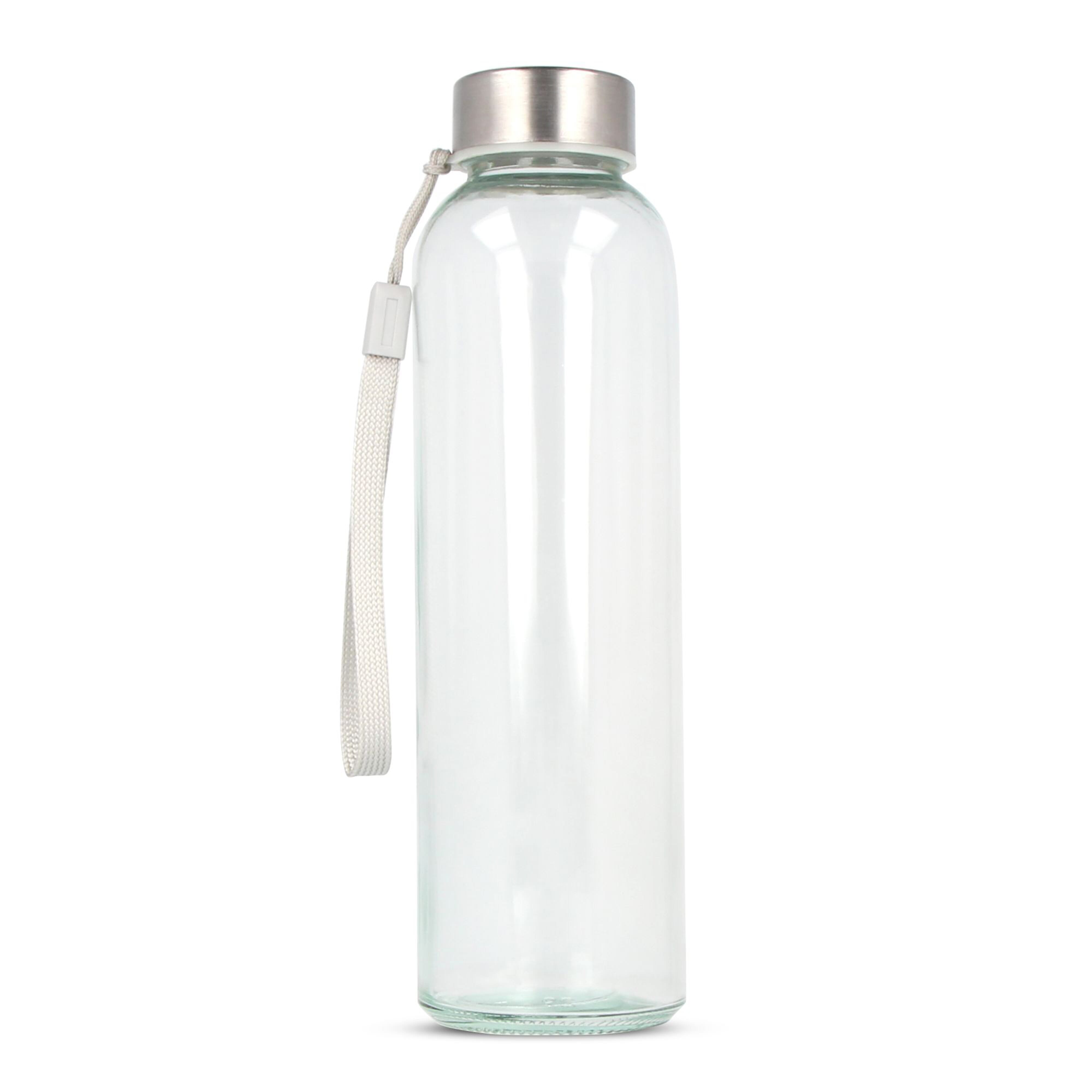 Glas-Trinkflasche 500 ml mit Trageschlaufe – bedruckbar als Werbeartikel
