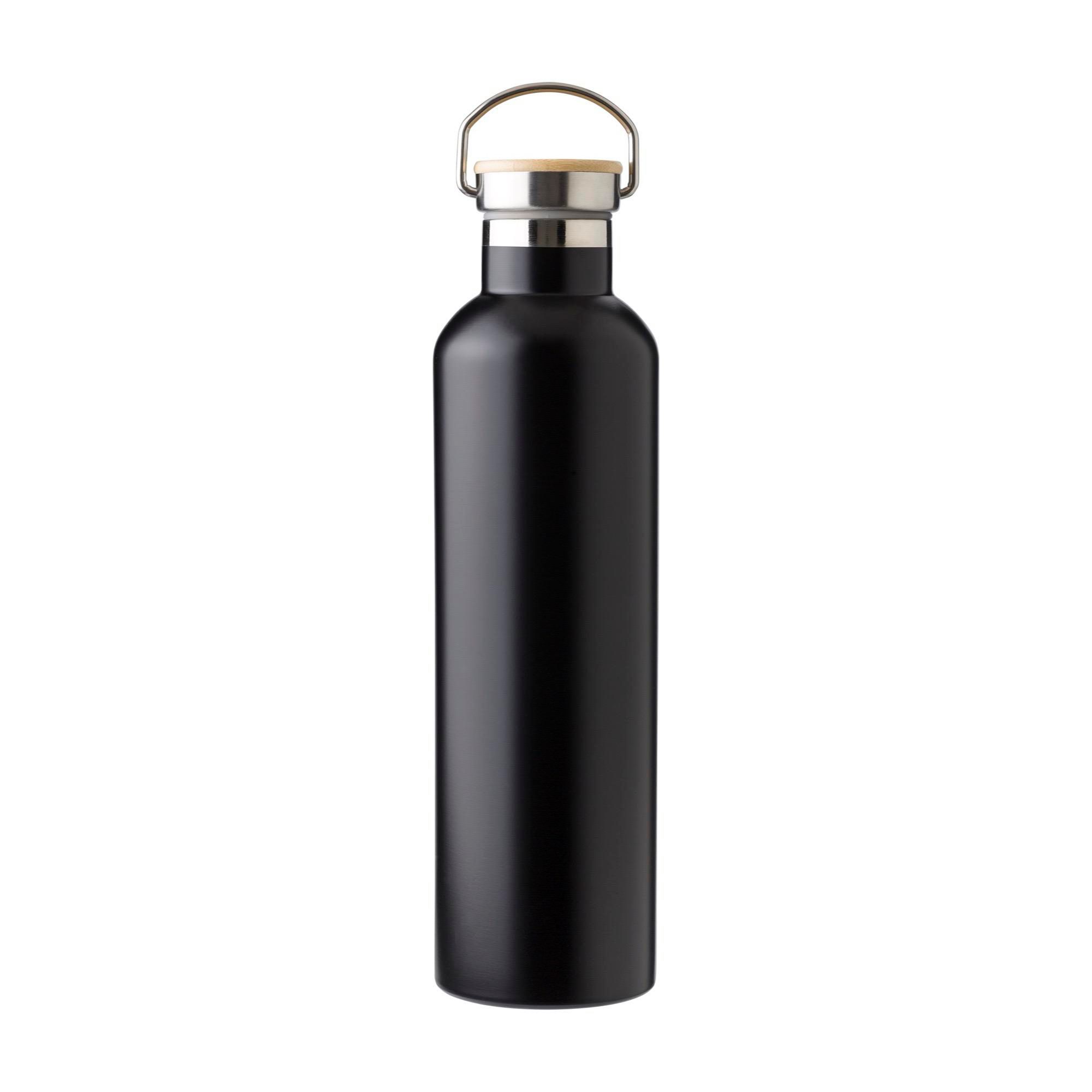 Edelstahl-Trinkflasche Damien 1 L, doppelwandig mit Bambusdeckel