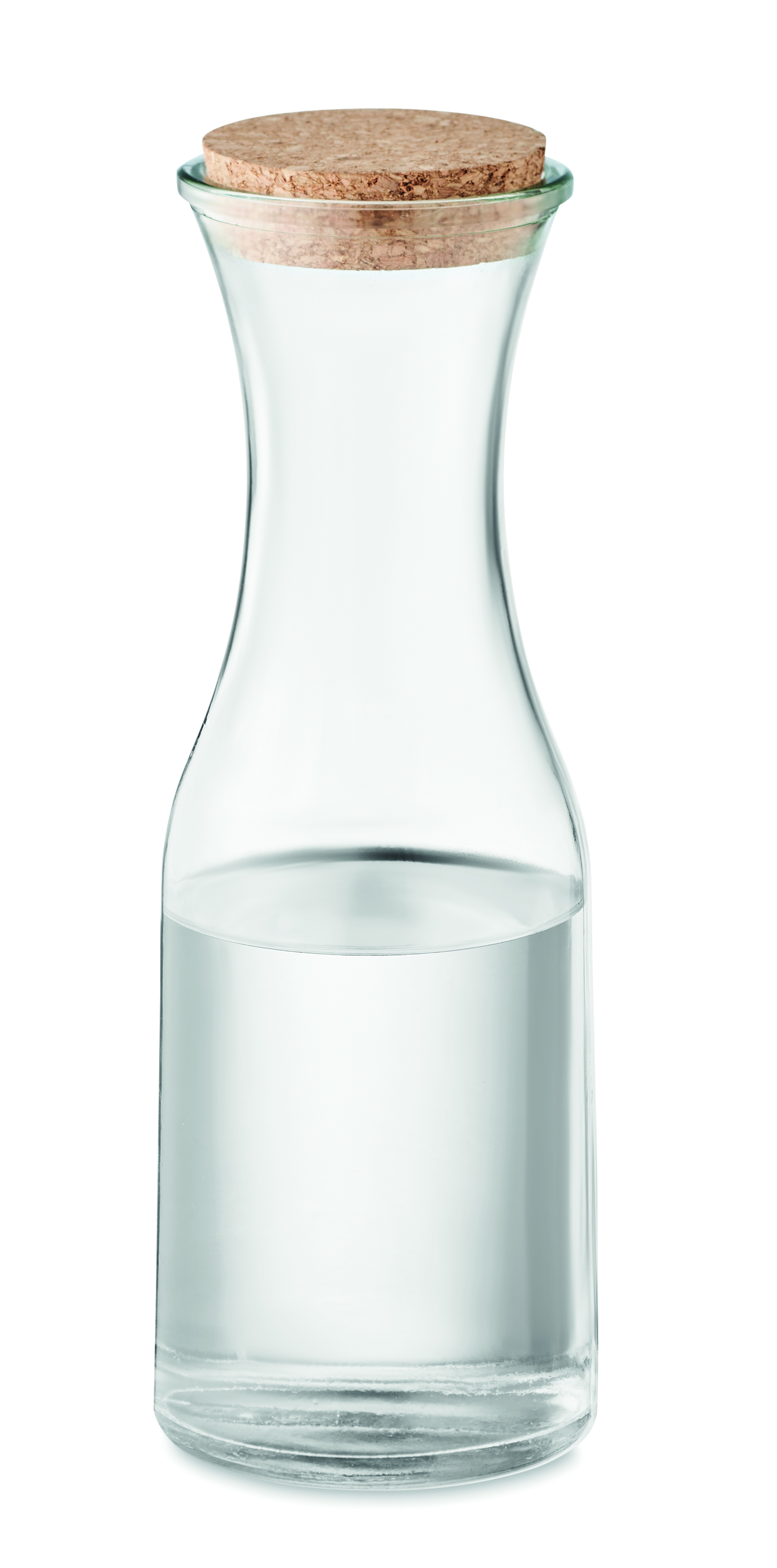 Karaffe aus recyceltem Glas 1L mit Korkverschluss PICCA, bedruckbar