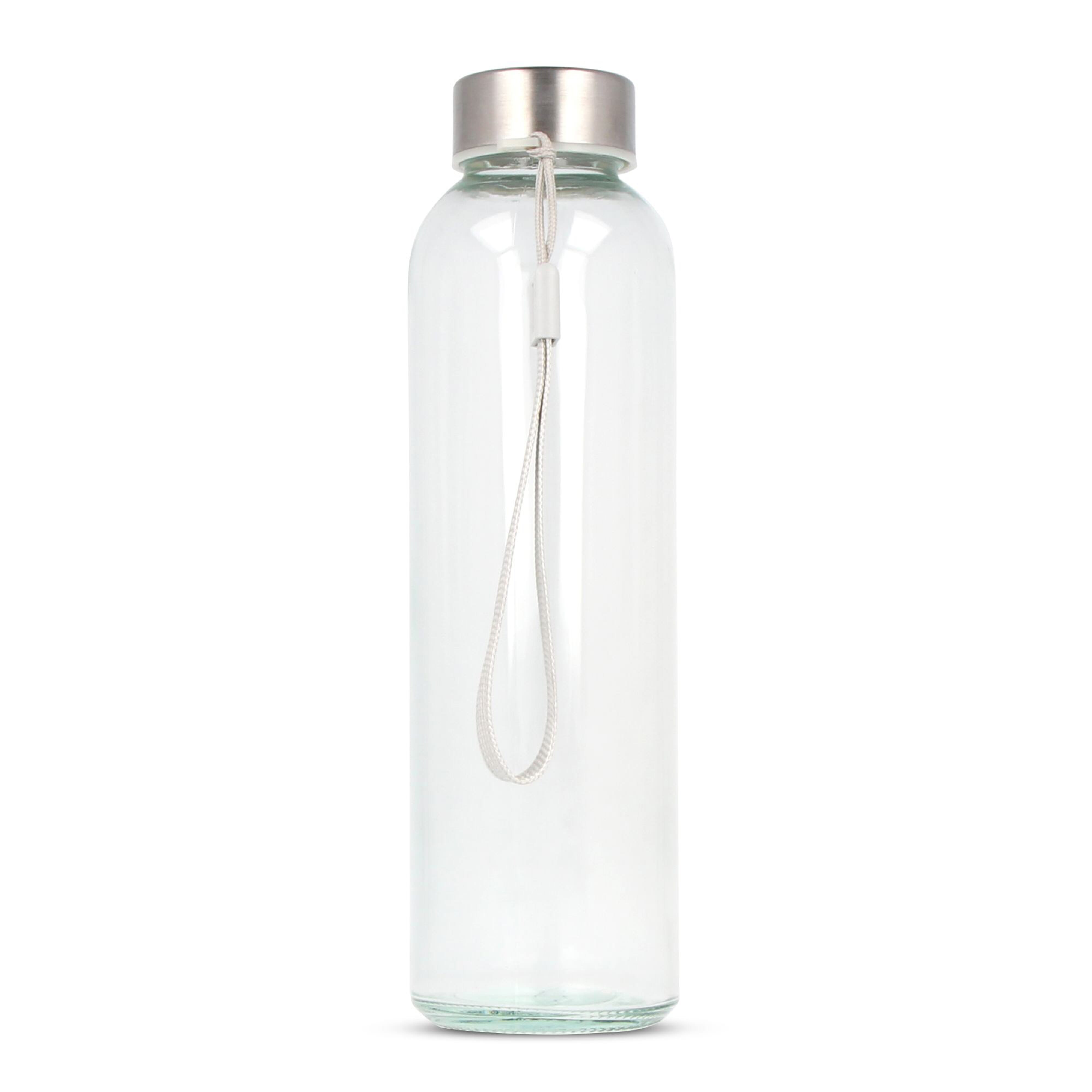 Glas-Trinkflasche 500 ml mit Trageschlaufe – bedruckbar als Werbeartikel