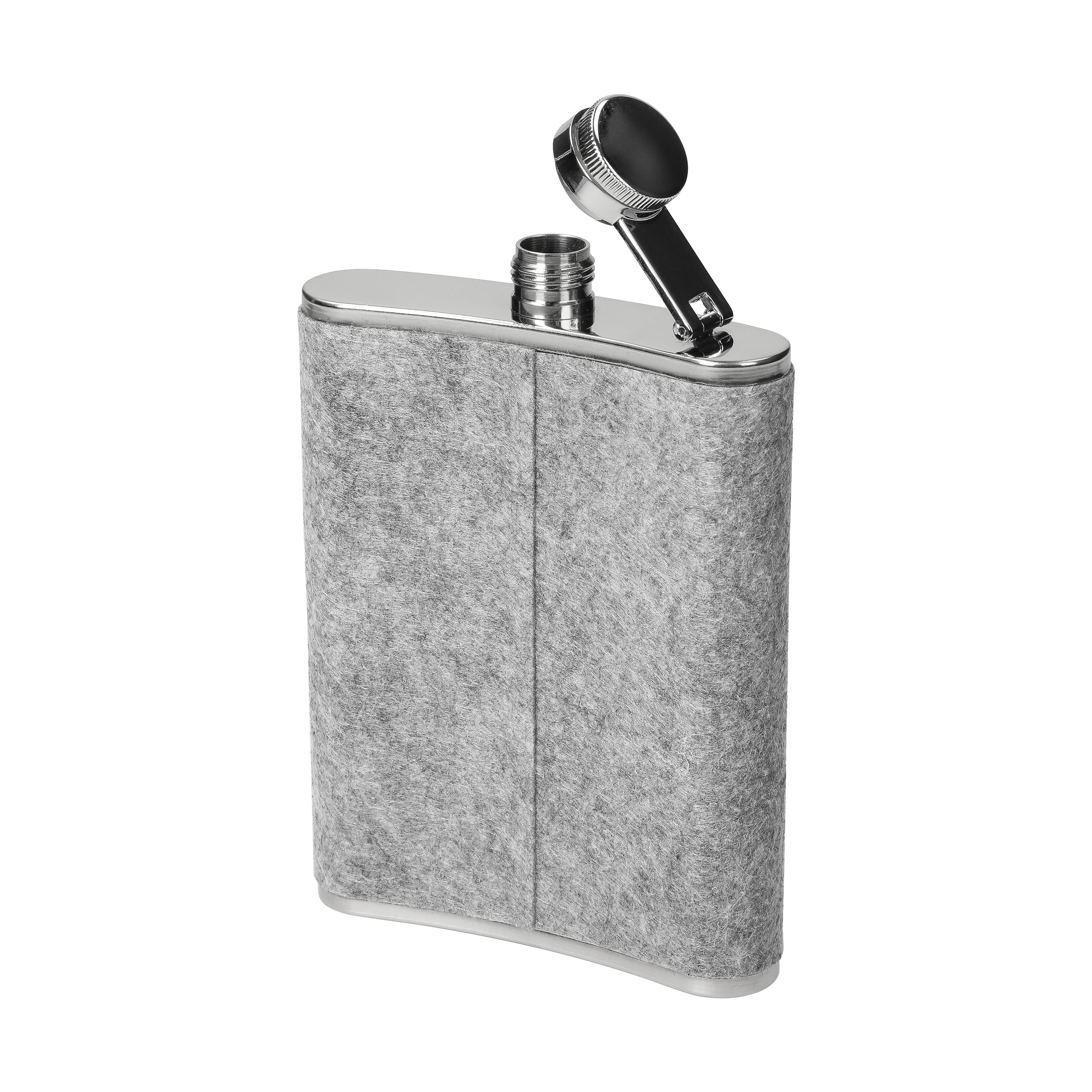 Edelstahl-Flachmann „Feltic" 230 ml mit Filzummantelung, gravierbar
