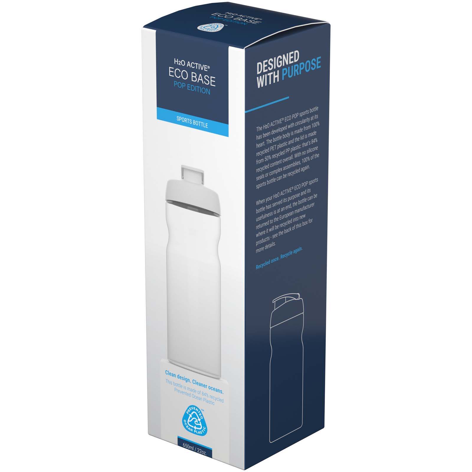 H2O Active® Sportflasche 650 ml aus recyceltem Kunststoff, Klappdeckel