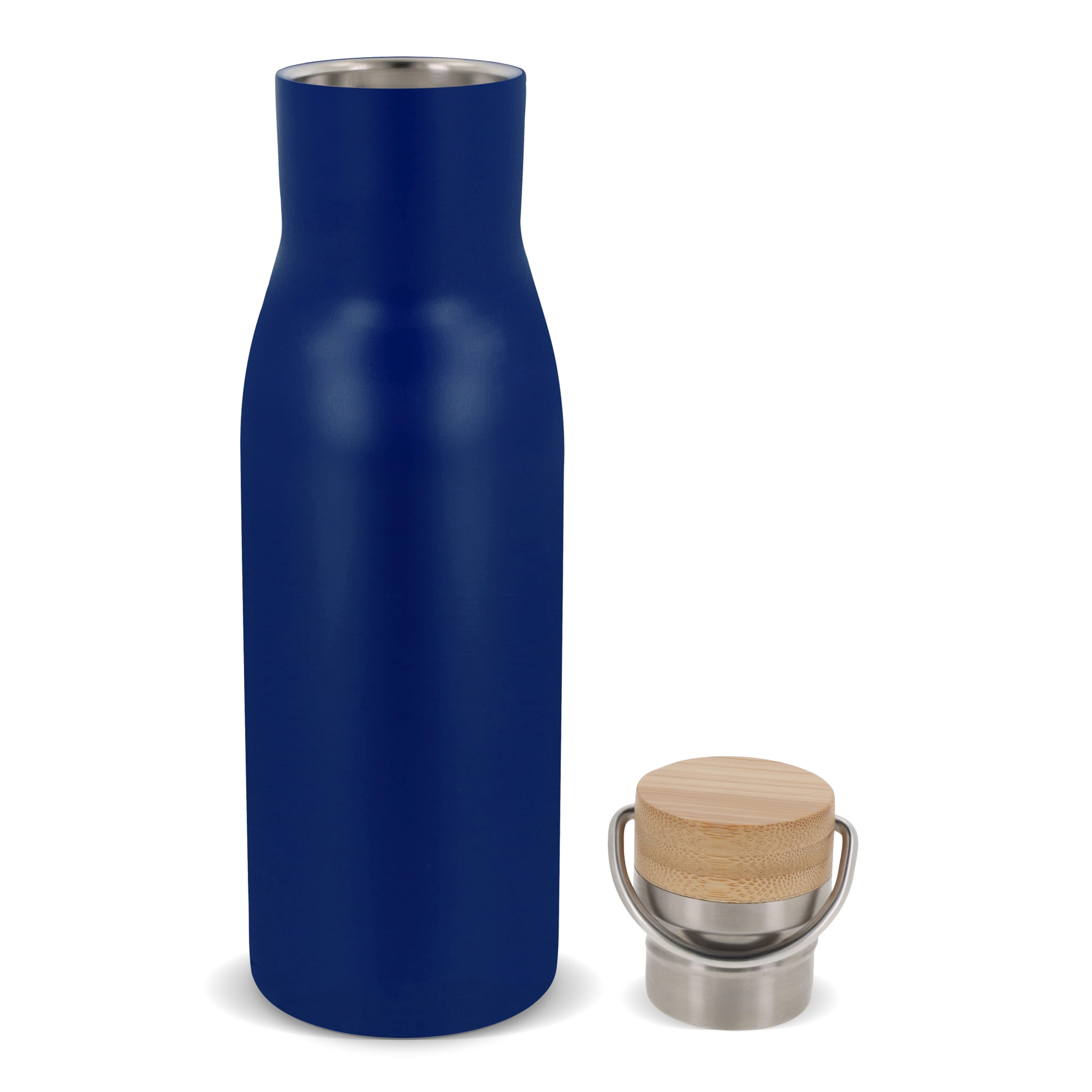 Isolierflasche 500 ml mit Bambusdeckel - Edelstahl, bedruckbar