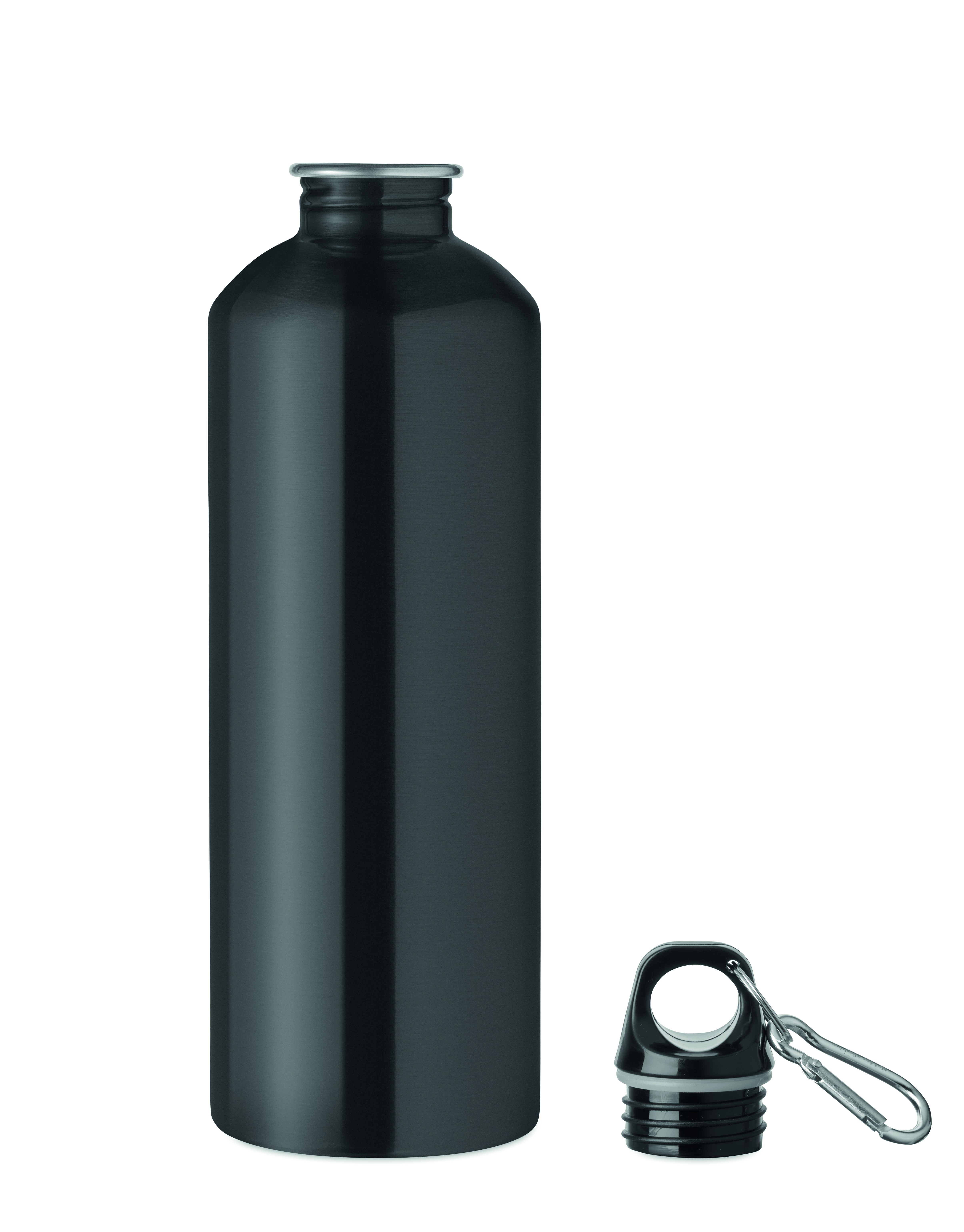 Edelstahl Trinkflasche 1000 ml einwandig mit Karabiner, bedruckbar