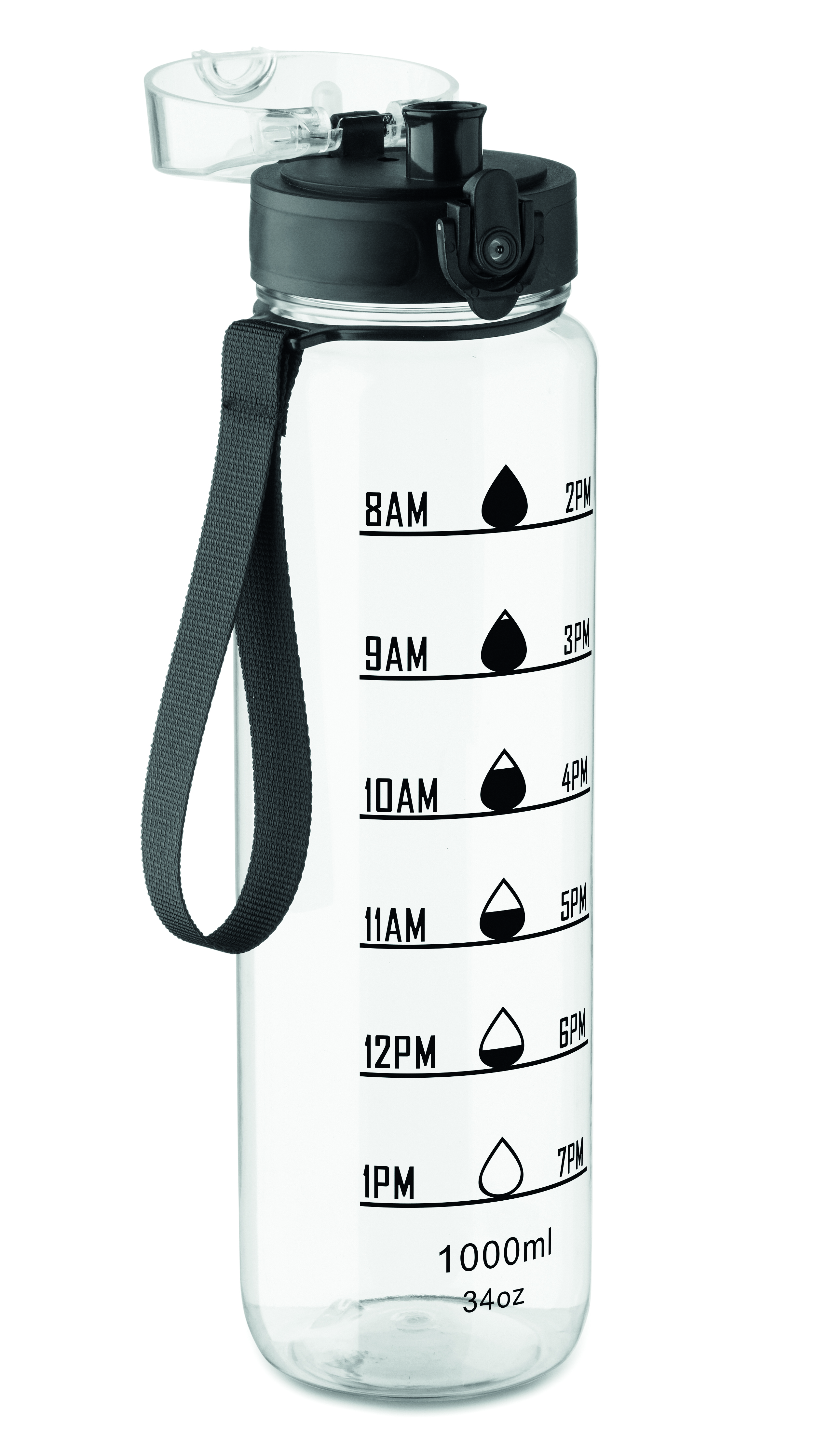 Sport-Trinkflasche RPET 1L ISFORDEN MARK – bedruckbar, mit Trageriemen