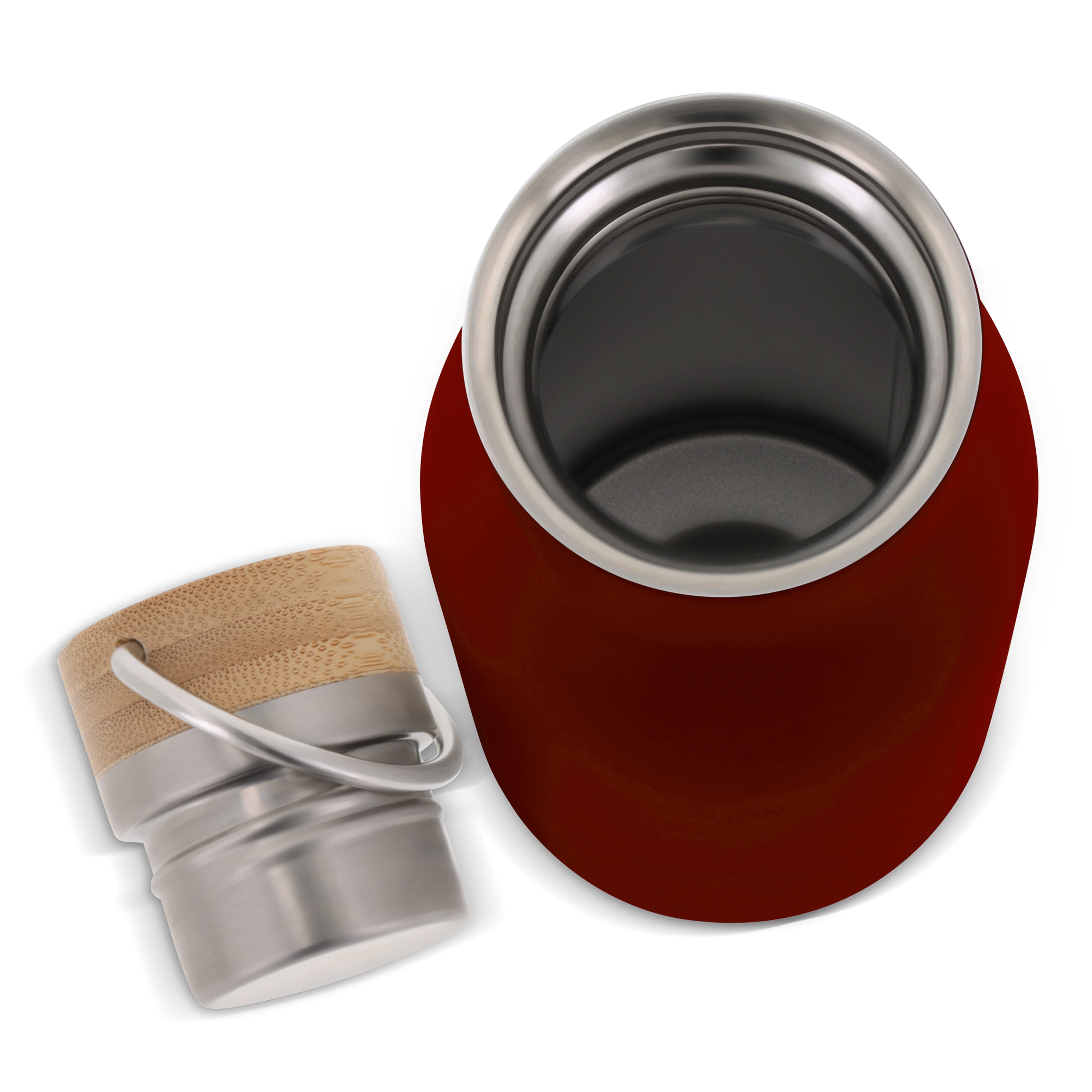 Isolierflasche 500 ml mit Bambusdeckel - Edelstahl, bedruckbar