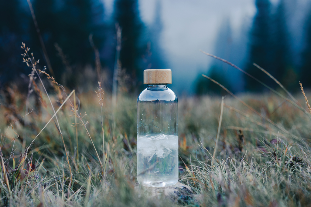 rPET Trinkflasche 660ml mit Bambus-Deckel zum Bedrucken | RCS