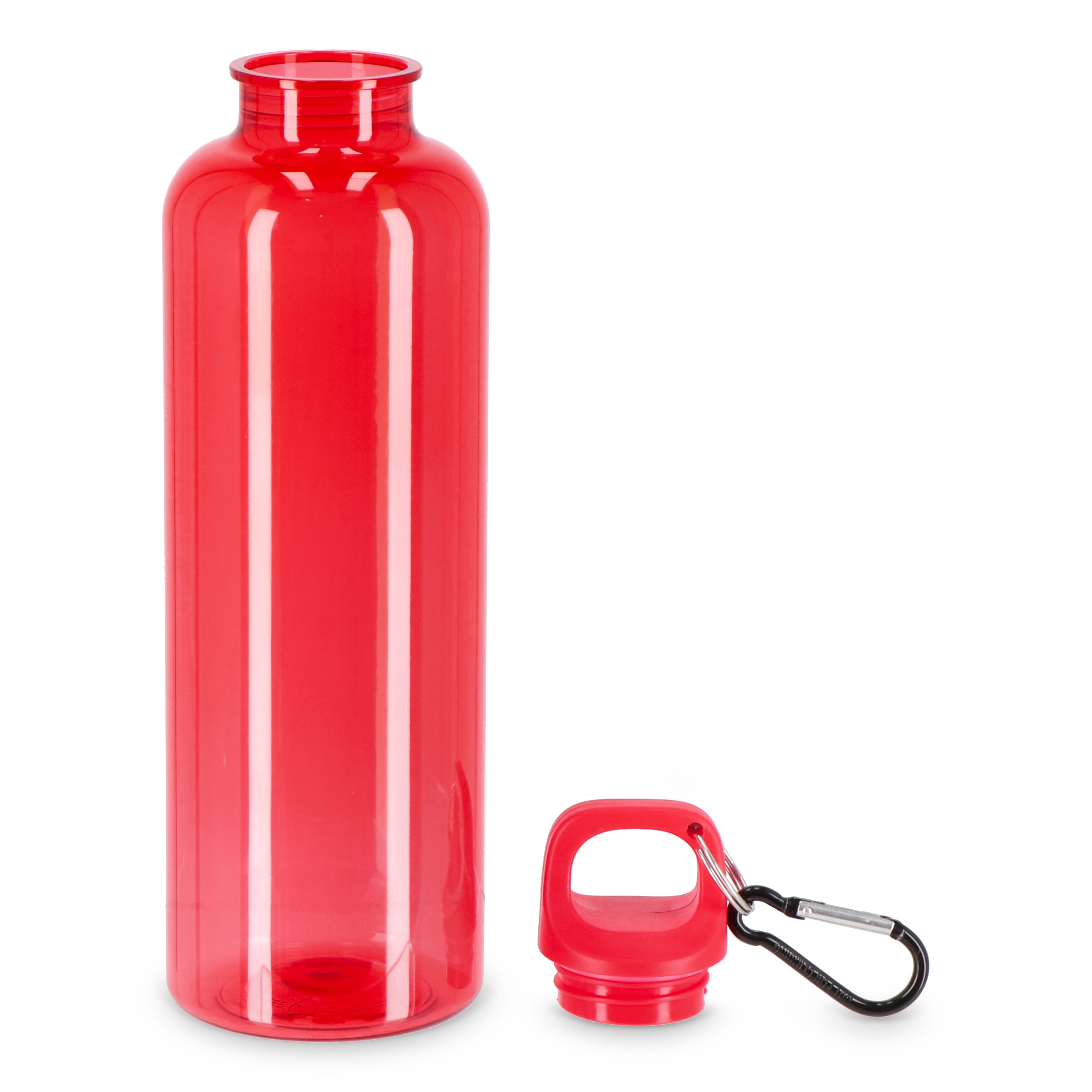 Trinkflasche R-PET 750 ml mit Karabiner – bedruckbar als Werbeartikel