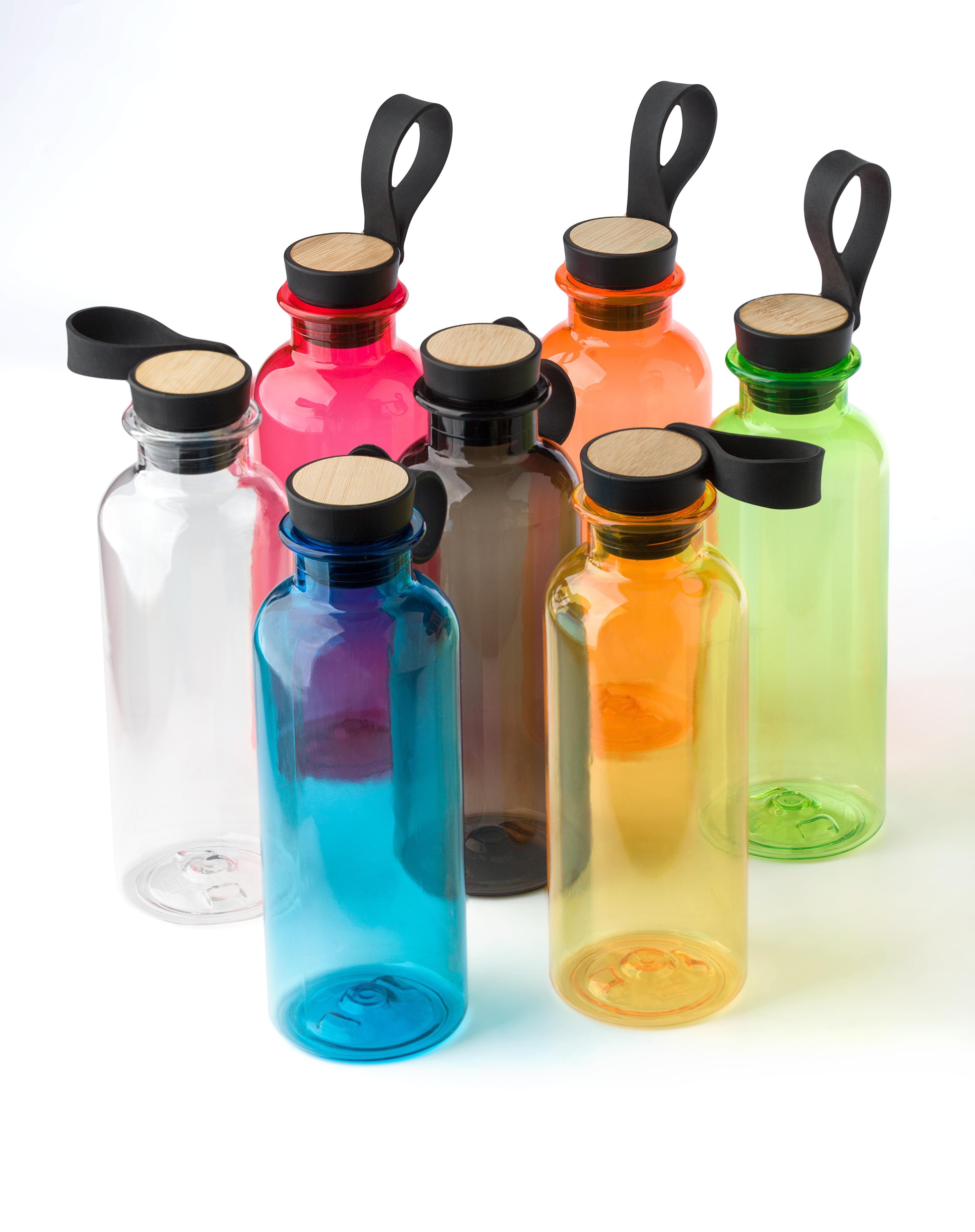 rPET-Trinkflasche 500 ml Laia – mit Bambusdeckel & Silikon-Tragegurt