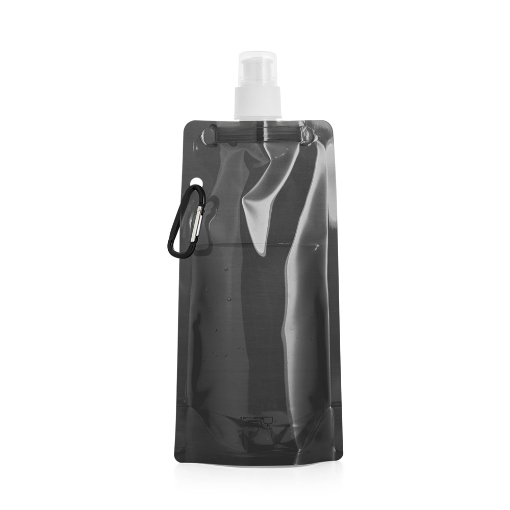 Faltflasche PE 460 ml bedruckbar – Trinkflasche mit Karabiner & Push-Pull