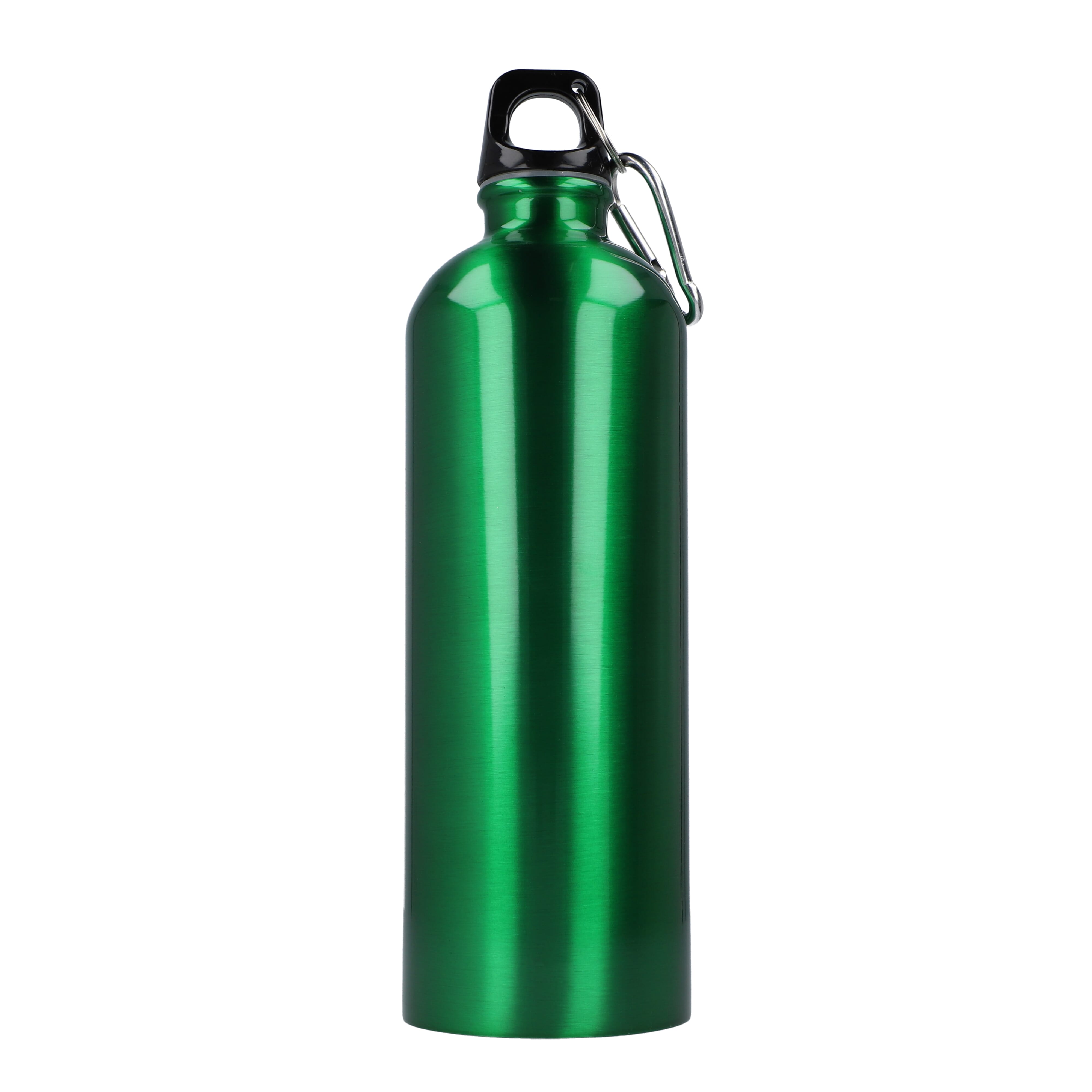 Edelstahl-Trinkflasche 750ml einwandig mit Karabiner, recycelt