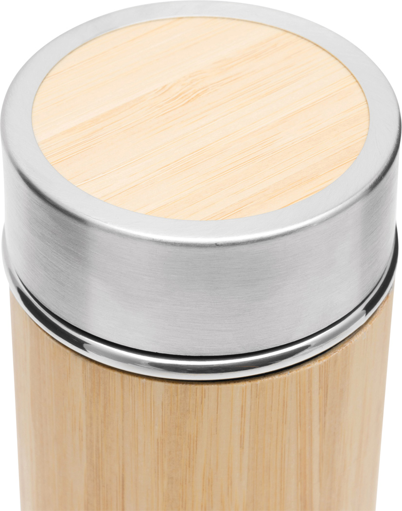 Isolierflasche BAMBOO GO 350 ml – Edelstahl/Bambus, bedruckbar
