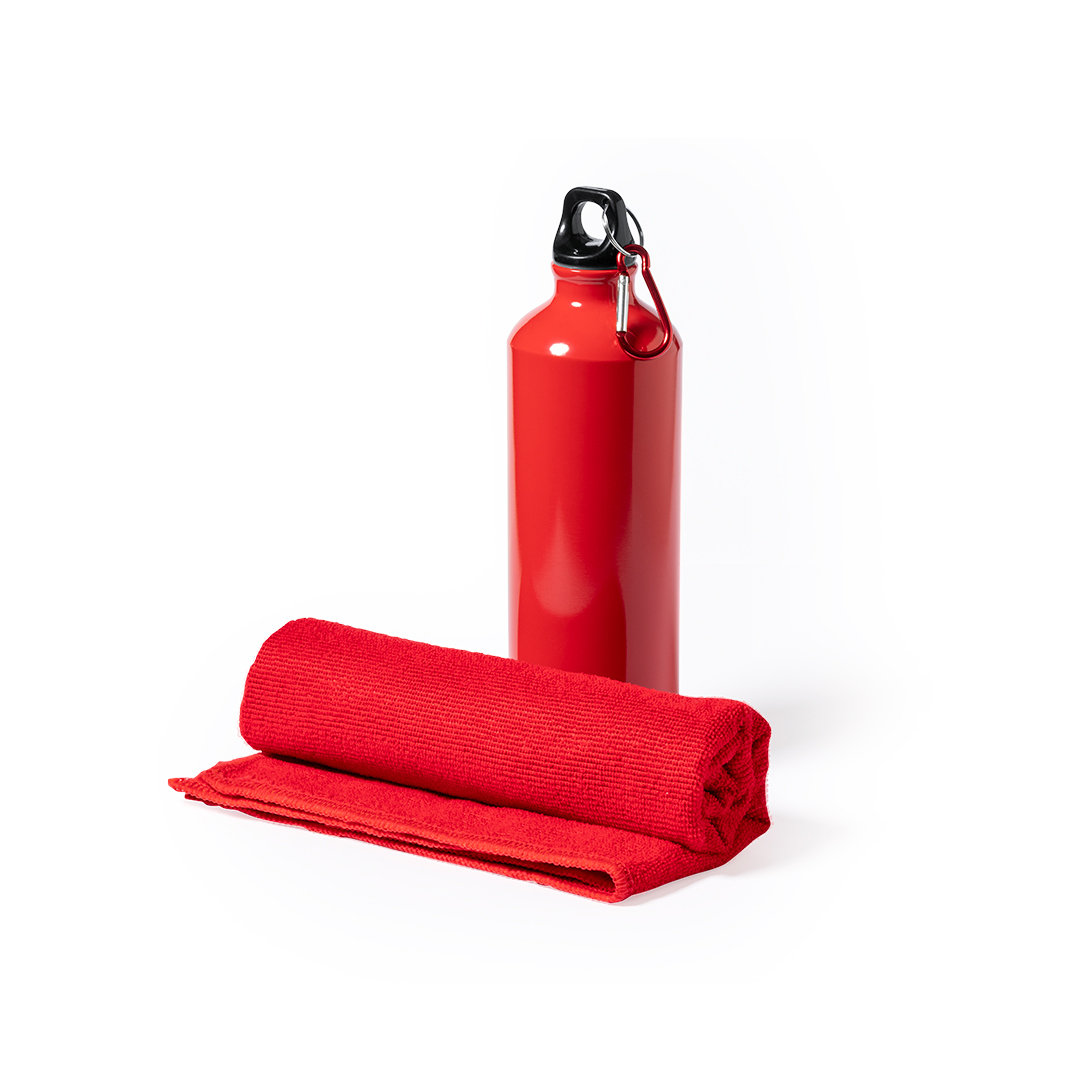 Set Cloister: Aluminium-Trinkflasche 800 ml & Mikrofaser-Handtuch
