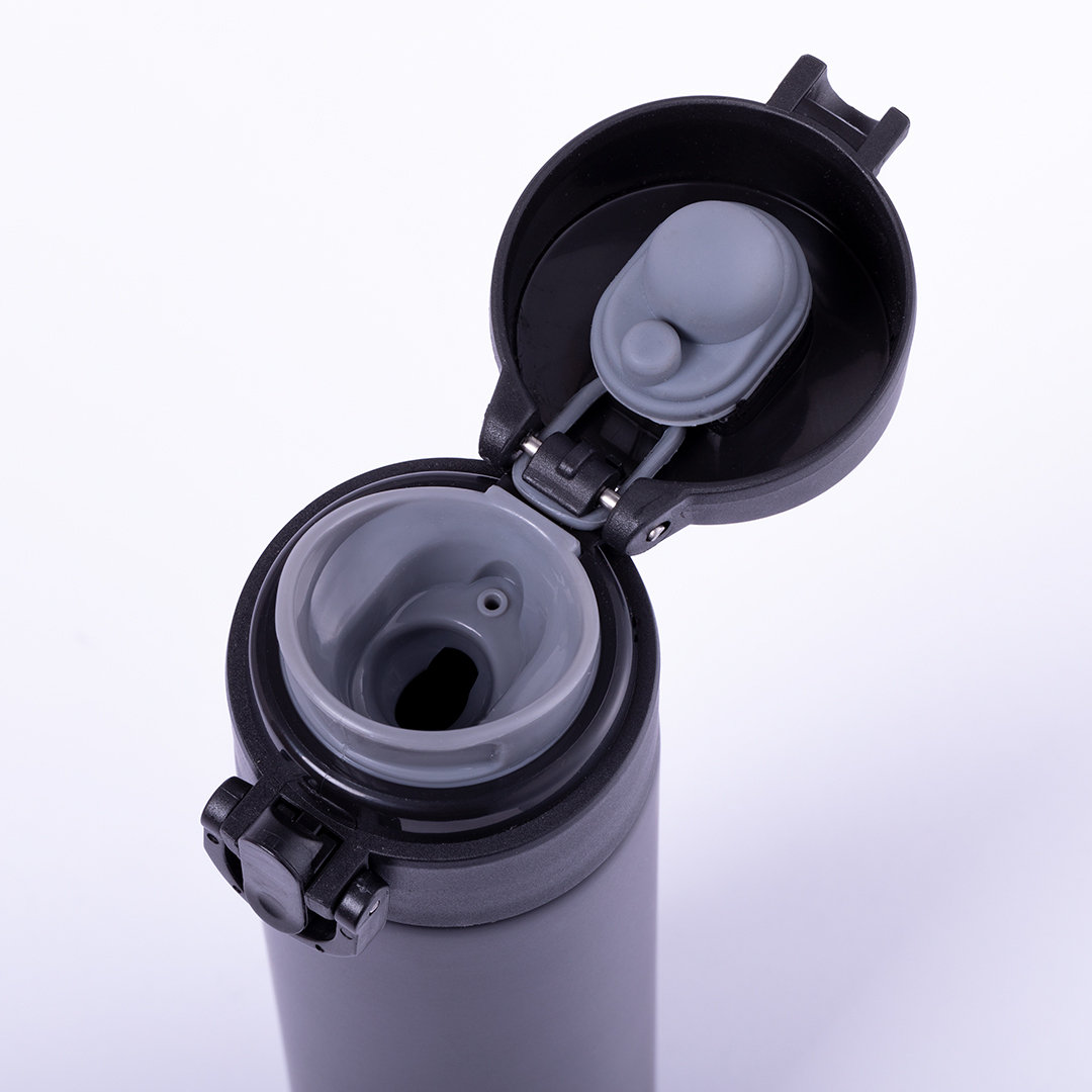 Thermosflasche Poltax Edelstahl 330 ml, doppelter Deckel – bedruckbar