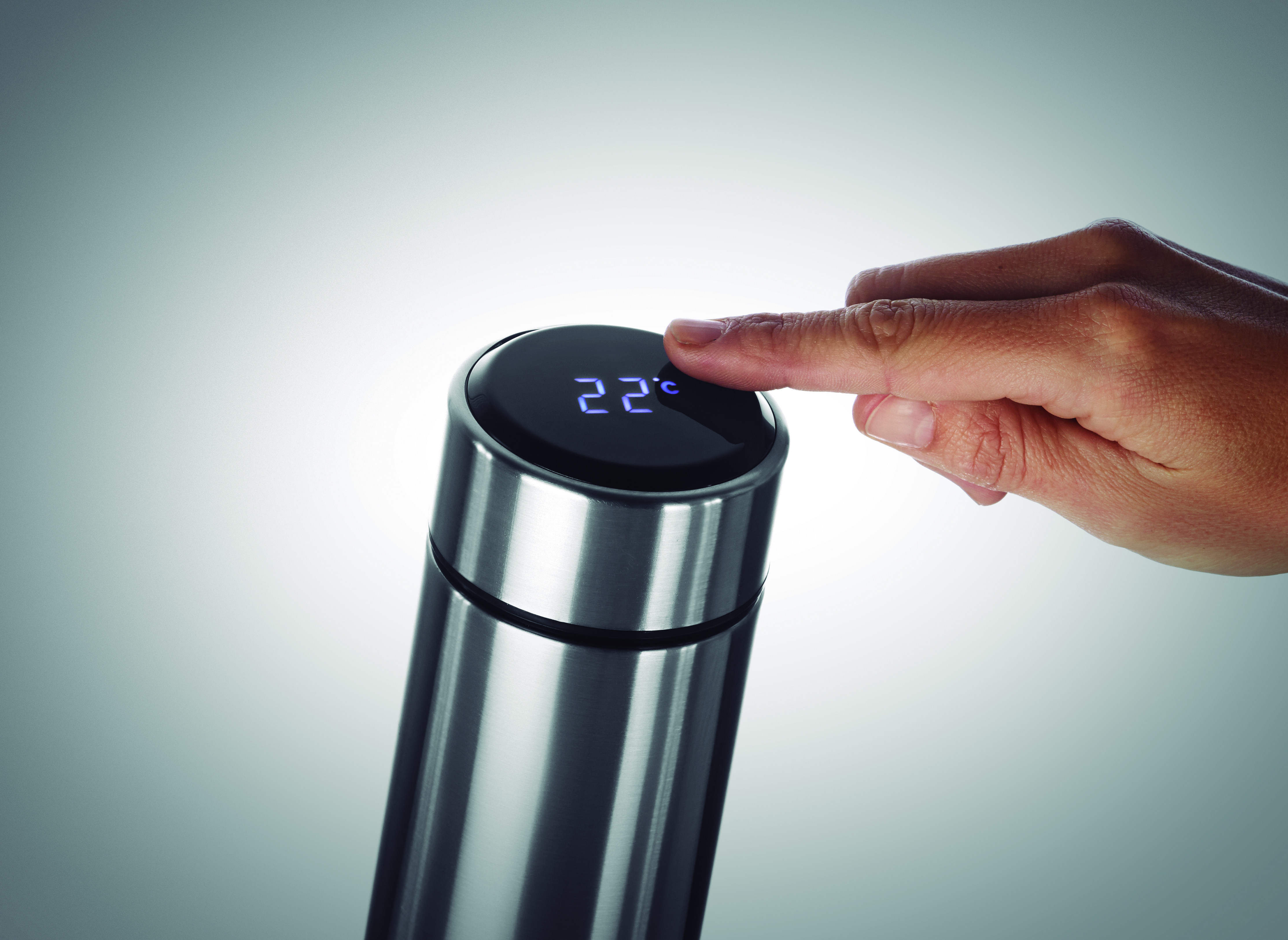 Isolierkanne Edelstahl 450ml mit LED-Temperaturanzeige & Tee-Sieb