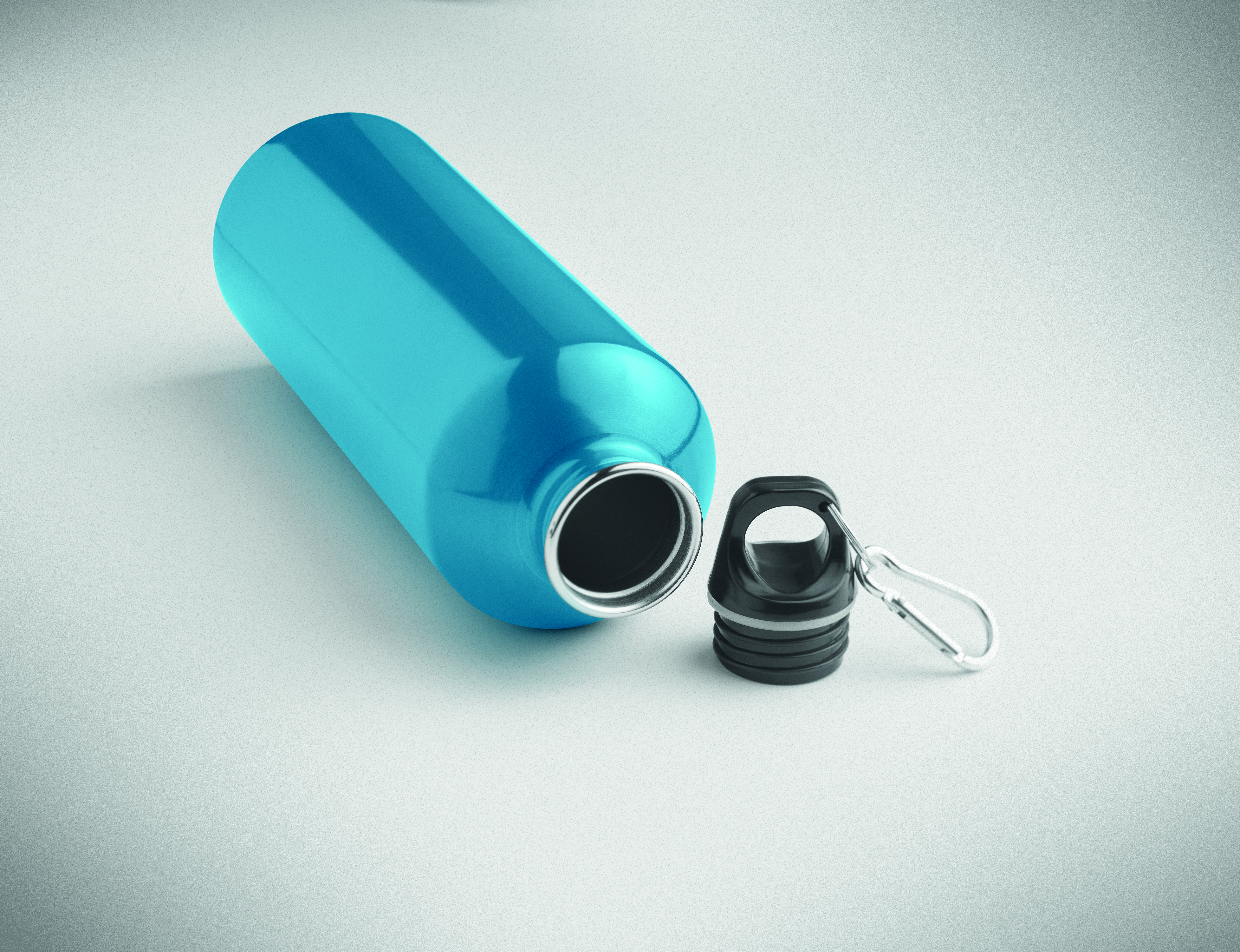 Edelstahl Trinkflasche 1000 ml einwandig mit Karabiner, bedruckbar