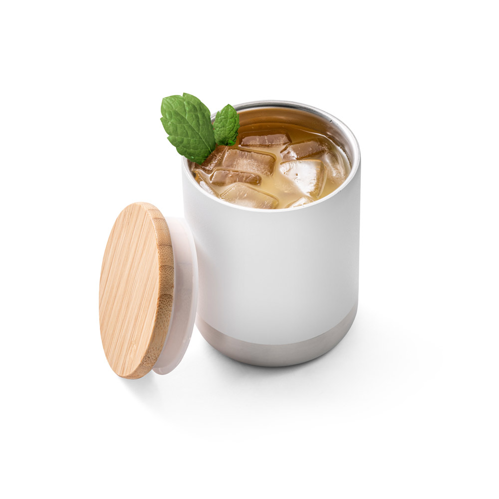 NORRE Isolierbecher Edelstahl 370 ml – doppelwandig, Bambusdeckel