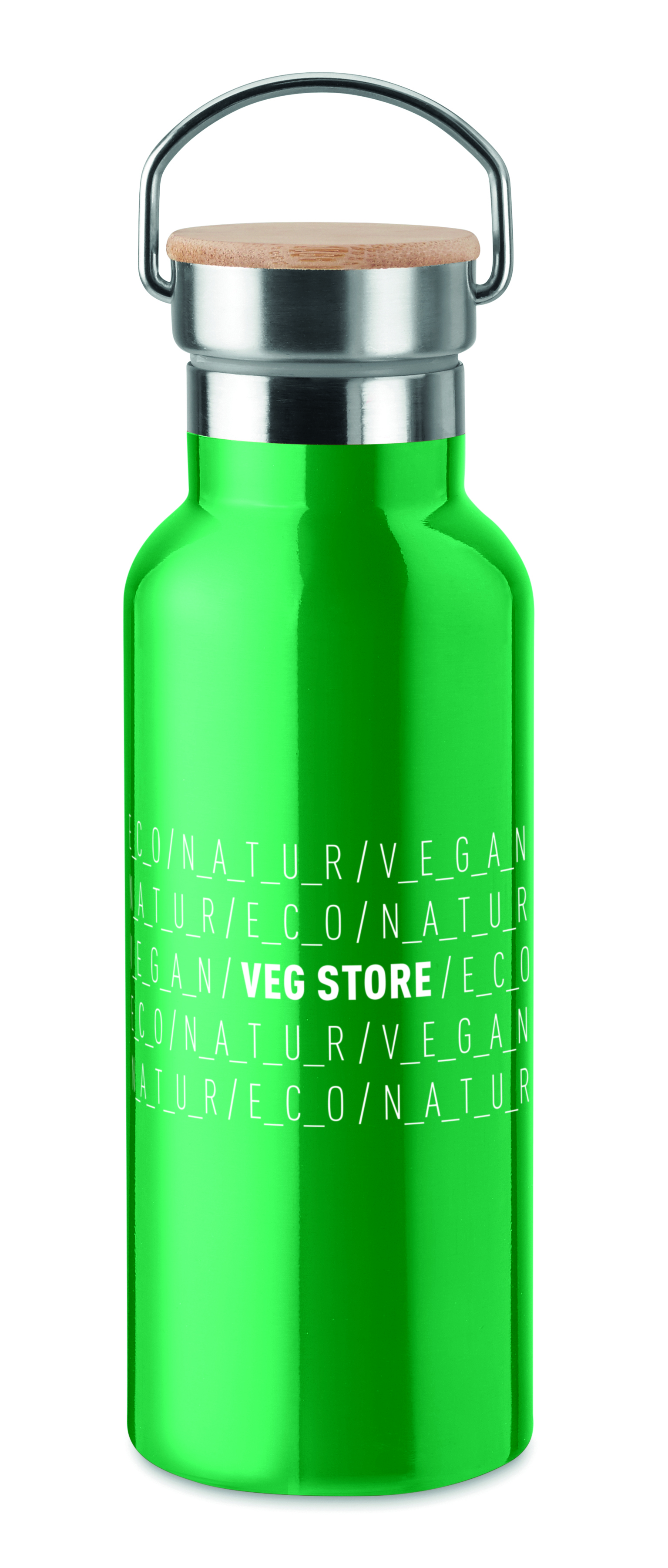 Isolierflasche Edelstahl 500 ml HELSINKI - Bambusdeckel, bedruckbar