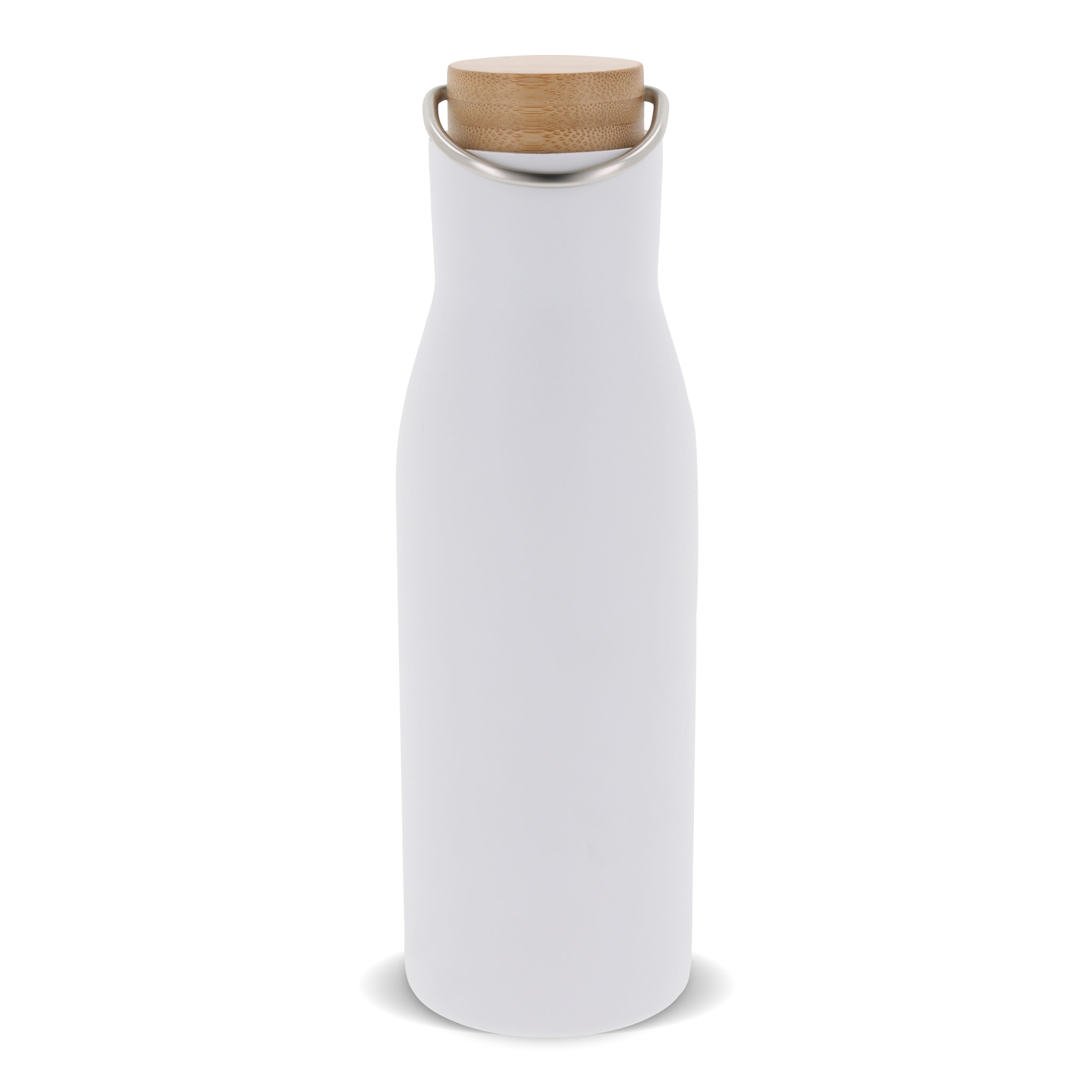 Isolierflasche 500 ml mit Bambusdeckel - Edelstahl, bedruckbar