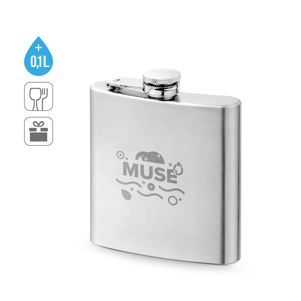 MUSE Flachmann Edelstahl 180 ml – bedruckbar als Werbeartikel