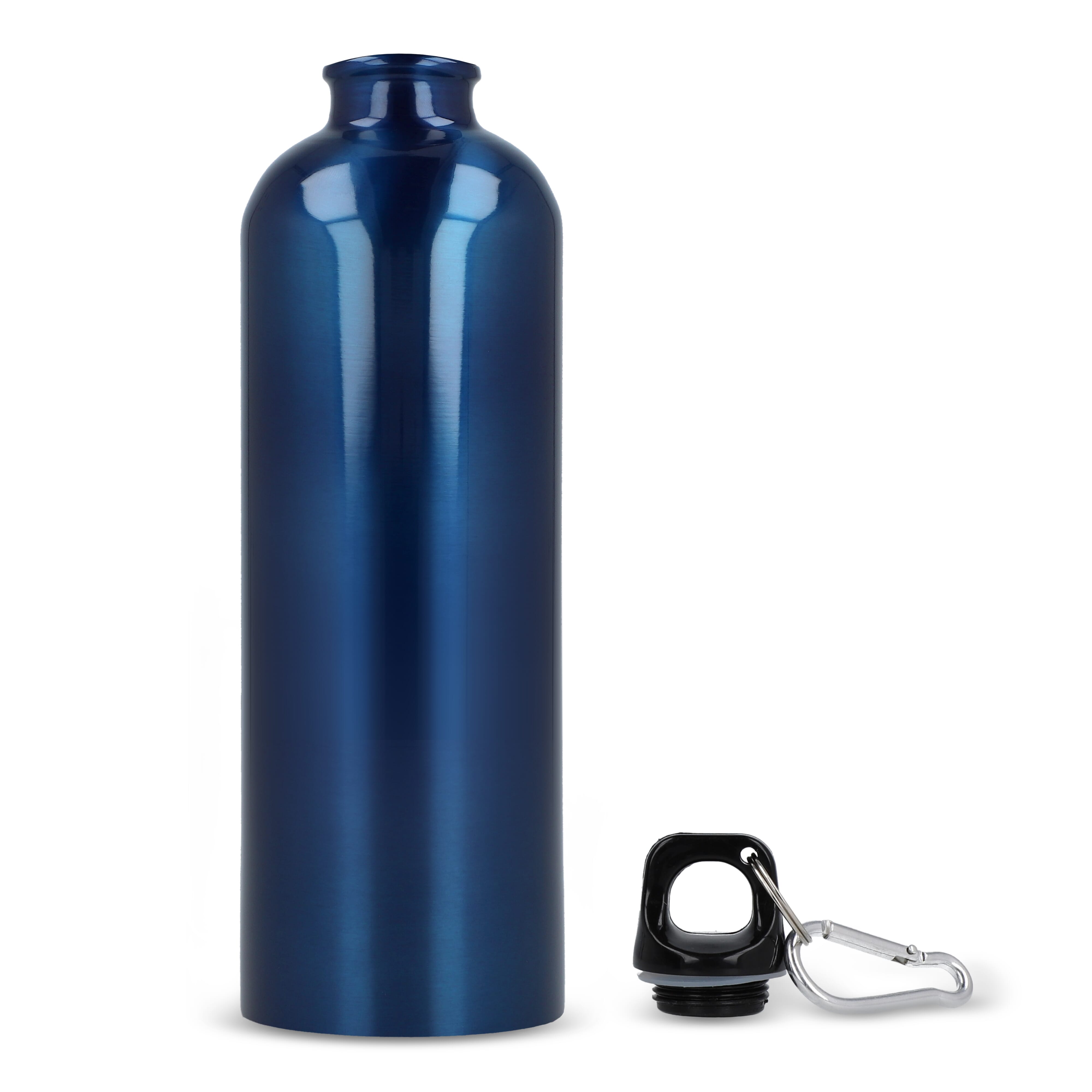 Edelstahl-Trinkflasche 750ml einwandig mit Karabiner, recycelt