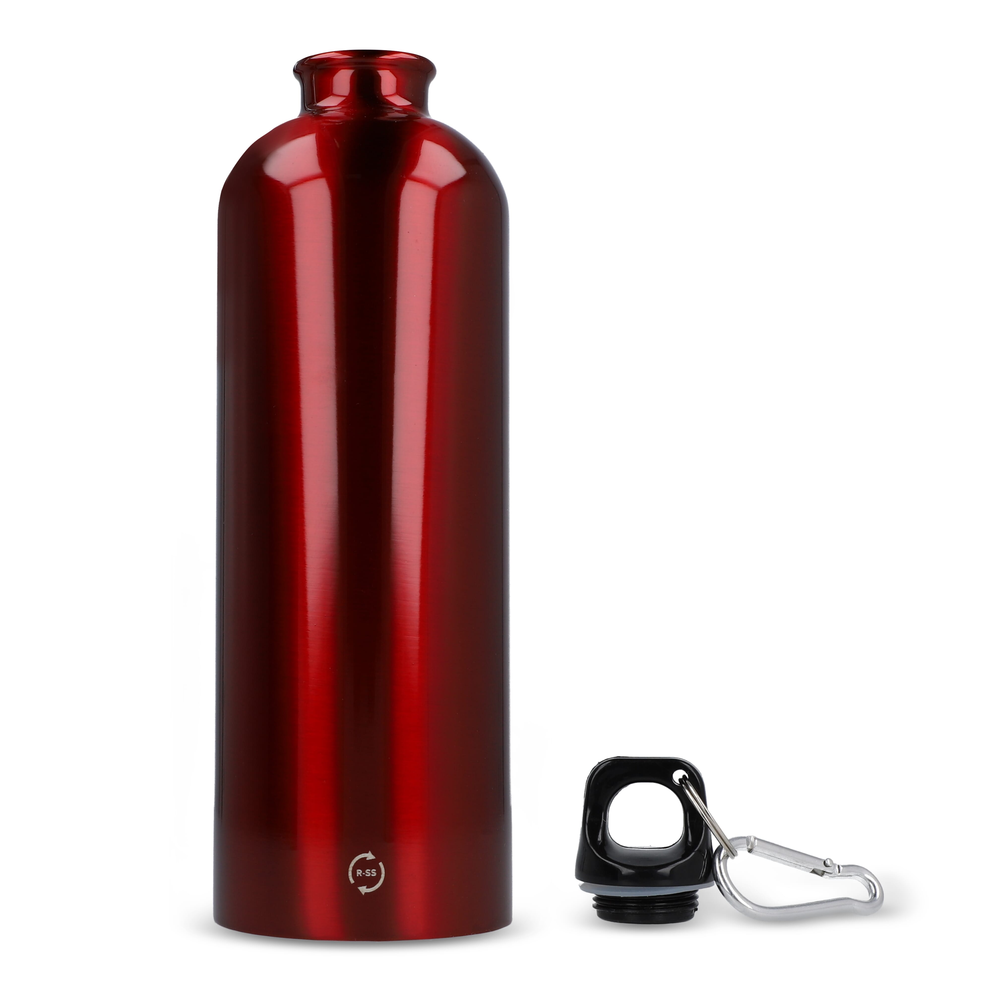 Edelstahl-Trinkflasche 750ml einwandig mit Karabiner, recycelt