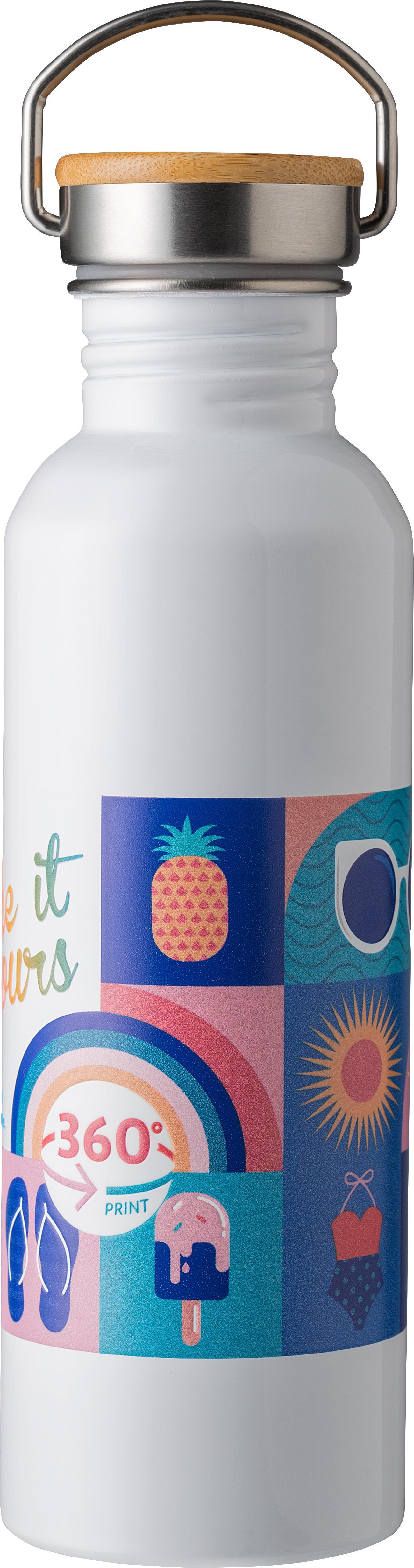 Edelstahl Trinkflasche 700 ml mit Bambus-Schraubverschluss bedruckbar