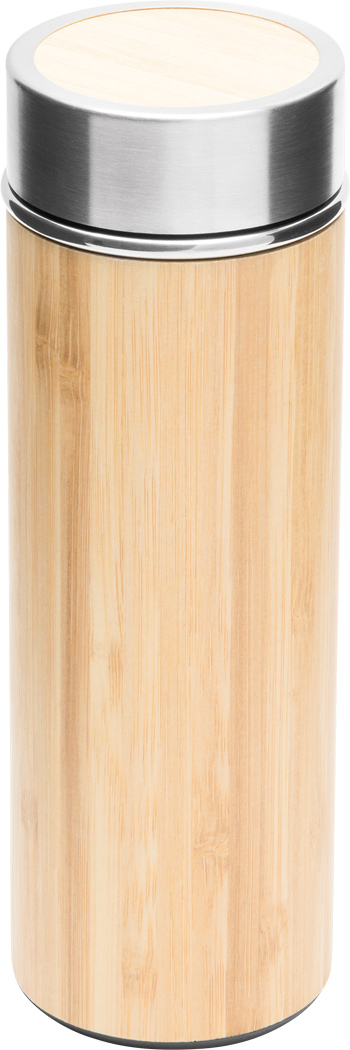 Isolierflasche BAMBOO GO 350 ml – Edelstahl/Bambus, bedruckbar