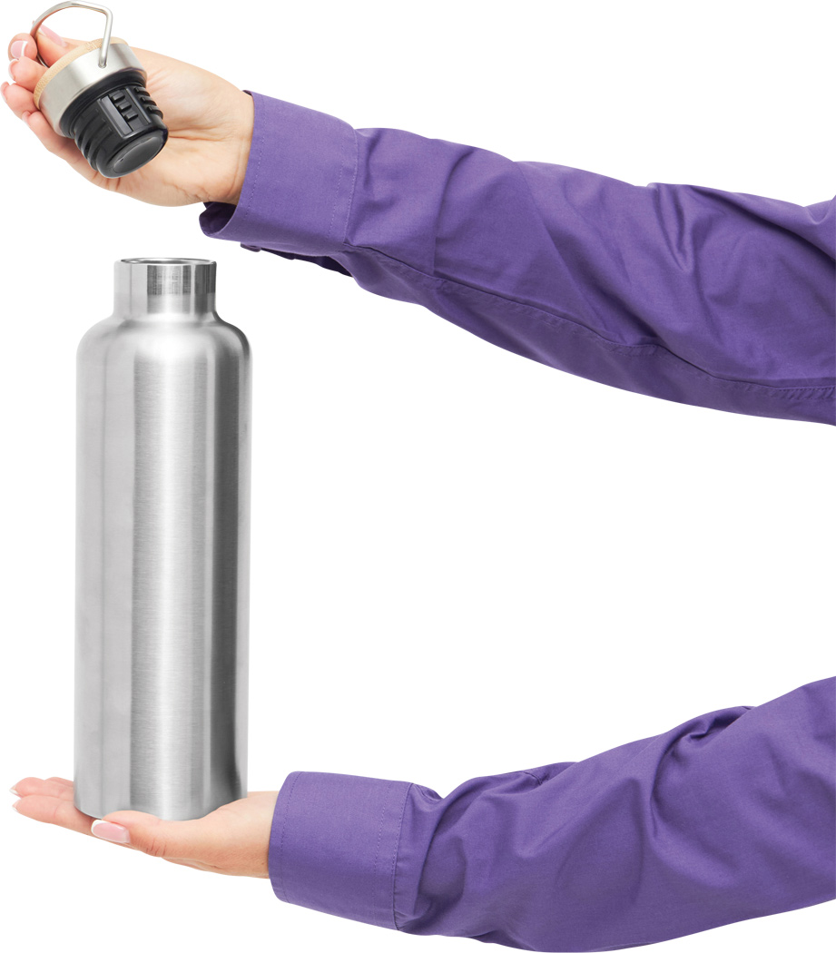 Vakuum-Isolierflasche JUMBO MILITARY 1000 ml Edelstahl mit Bambusdeckel
