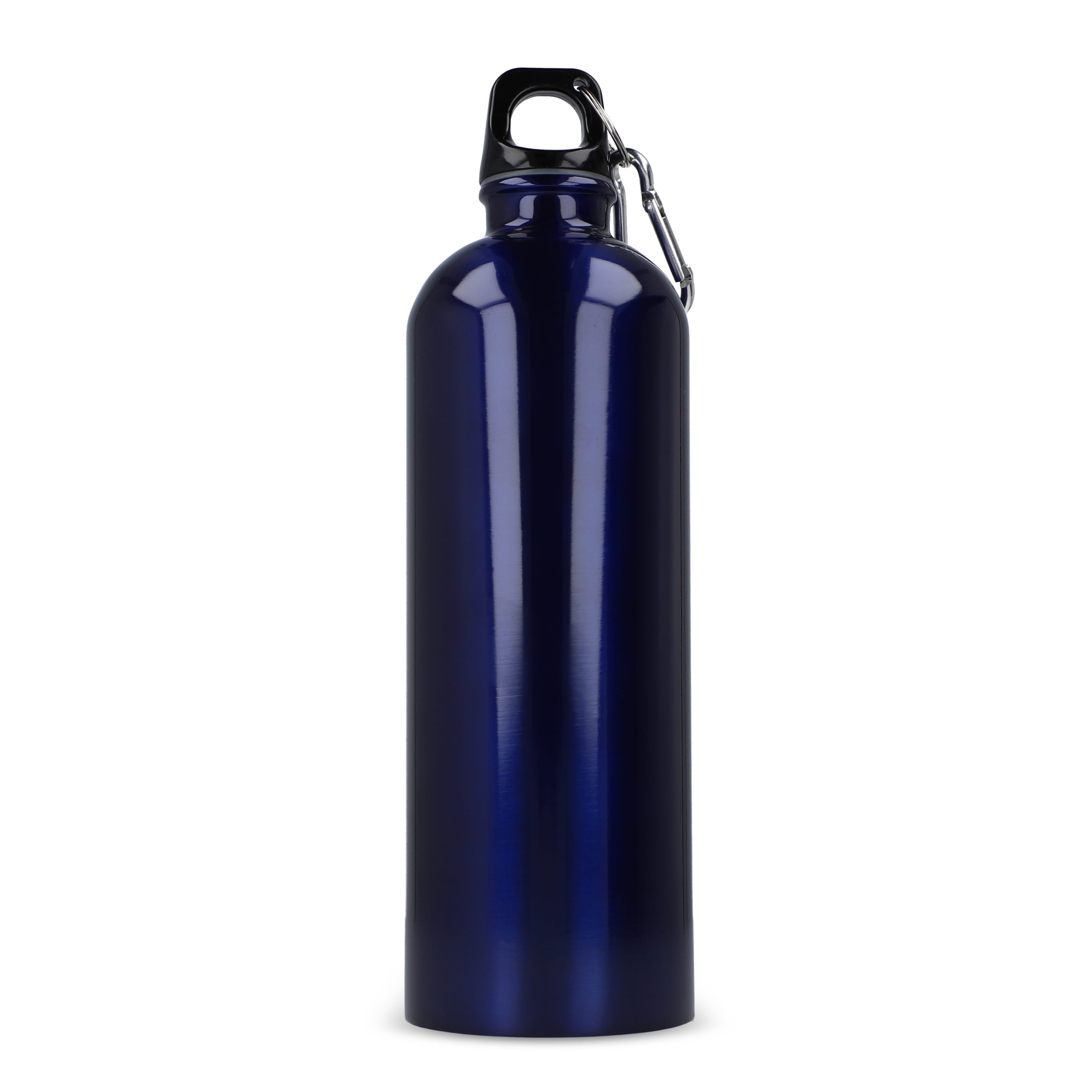 Edelstahl-Trinkflasche 750ml einwandig mit Karabiner, recycelt